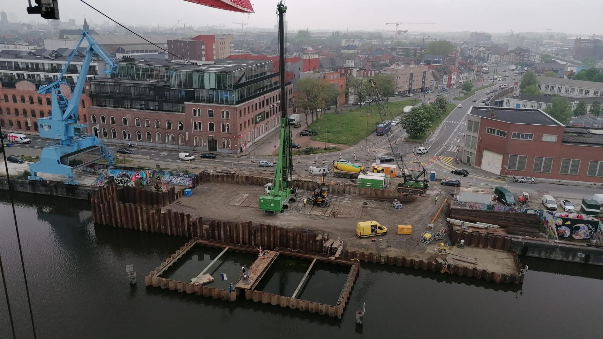Bouw Verapazbrug (zicht richting Dok-Noord)