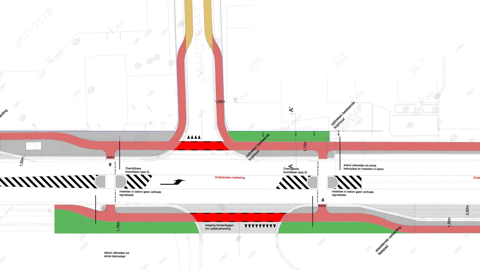 N26 Uitsnede plan aanpassingen op Leuvensesteenweg aan kruispunt met Laarstraat en Beringstraat