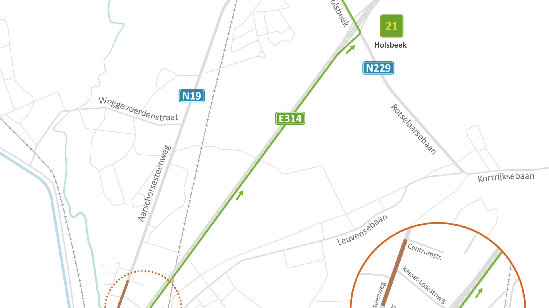 N19 Leuven: omleiding Aarschotsesteenweg via E314