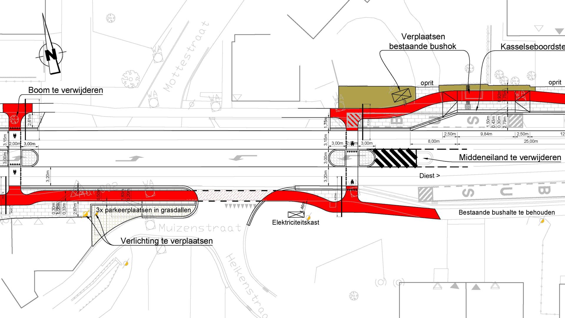 Aanpassingsplan nieuwe oversteek op Diestsesteenweg aan kruispunt met Heikenstraat en Mottestraat