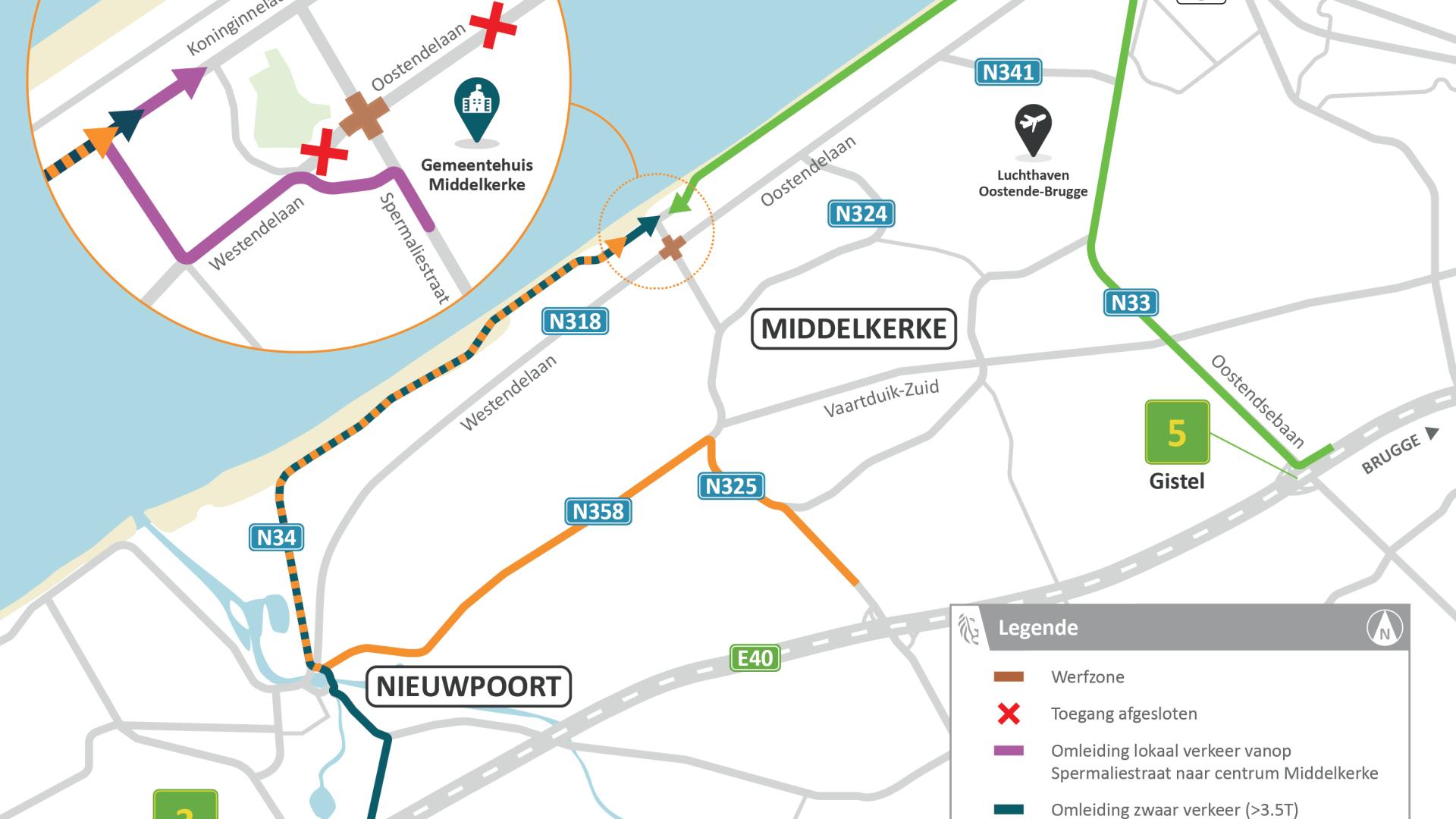 Omleidingskaart Fase 6 N325 Middelkerke