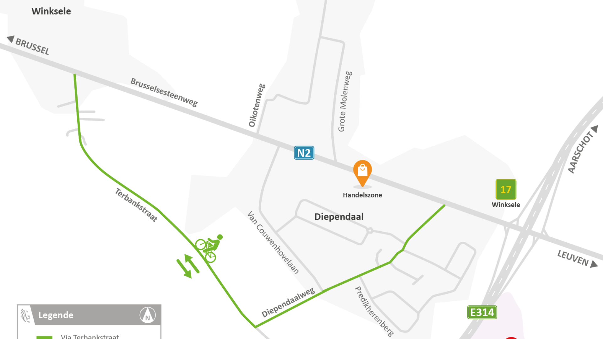 Via Terbankstraat richting Brusselsesteenweg