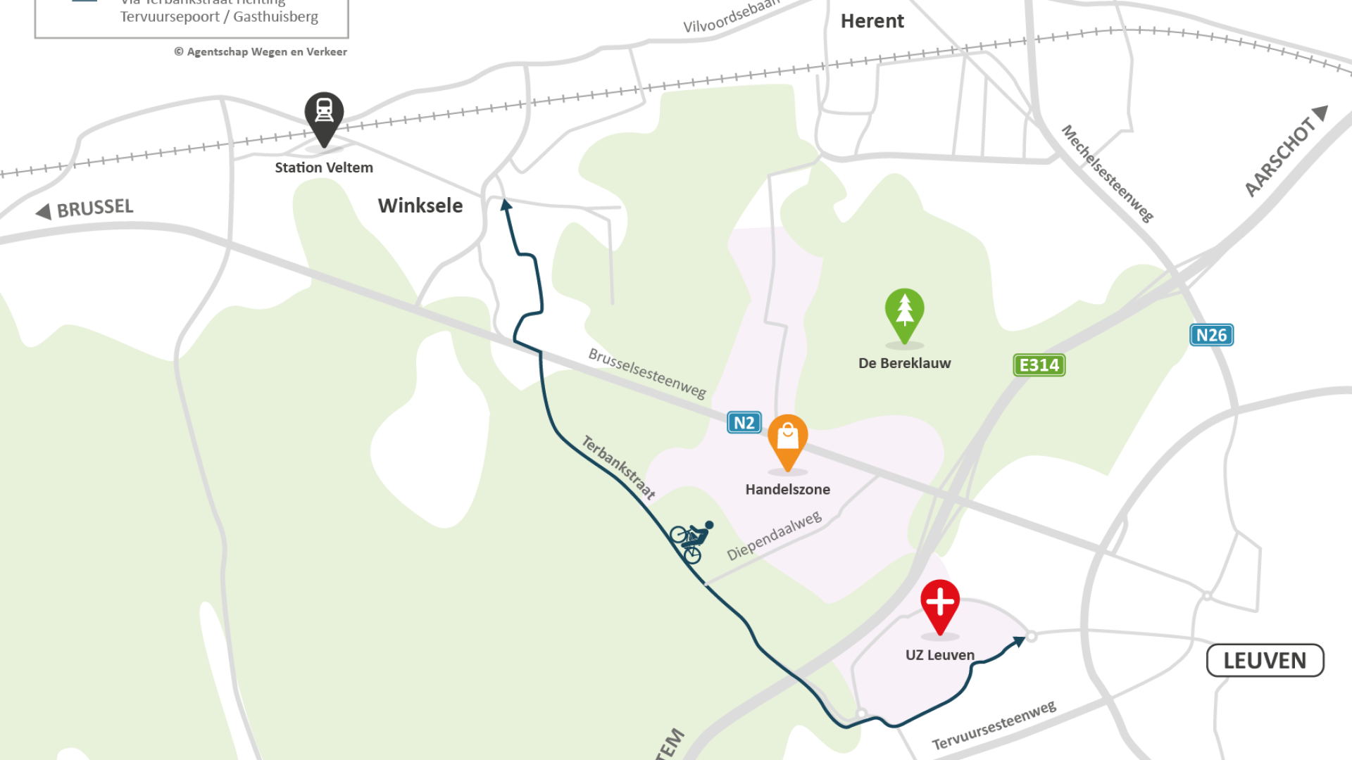 Via Terbankstraat richting Tervuursepoort / Gasthuisberg 