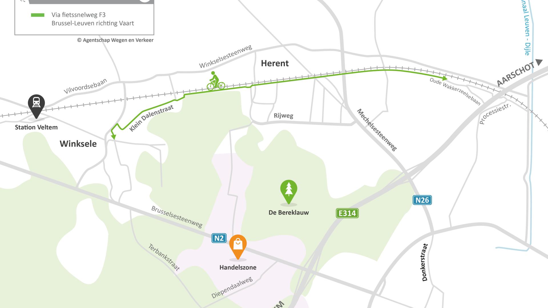 Via fietssnelweg F4 richting Vaart 