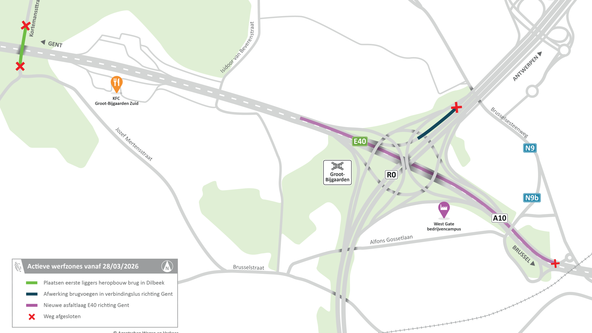 Situering drie werven 