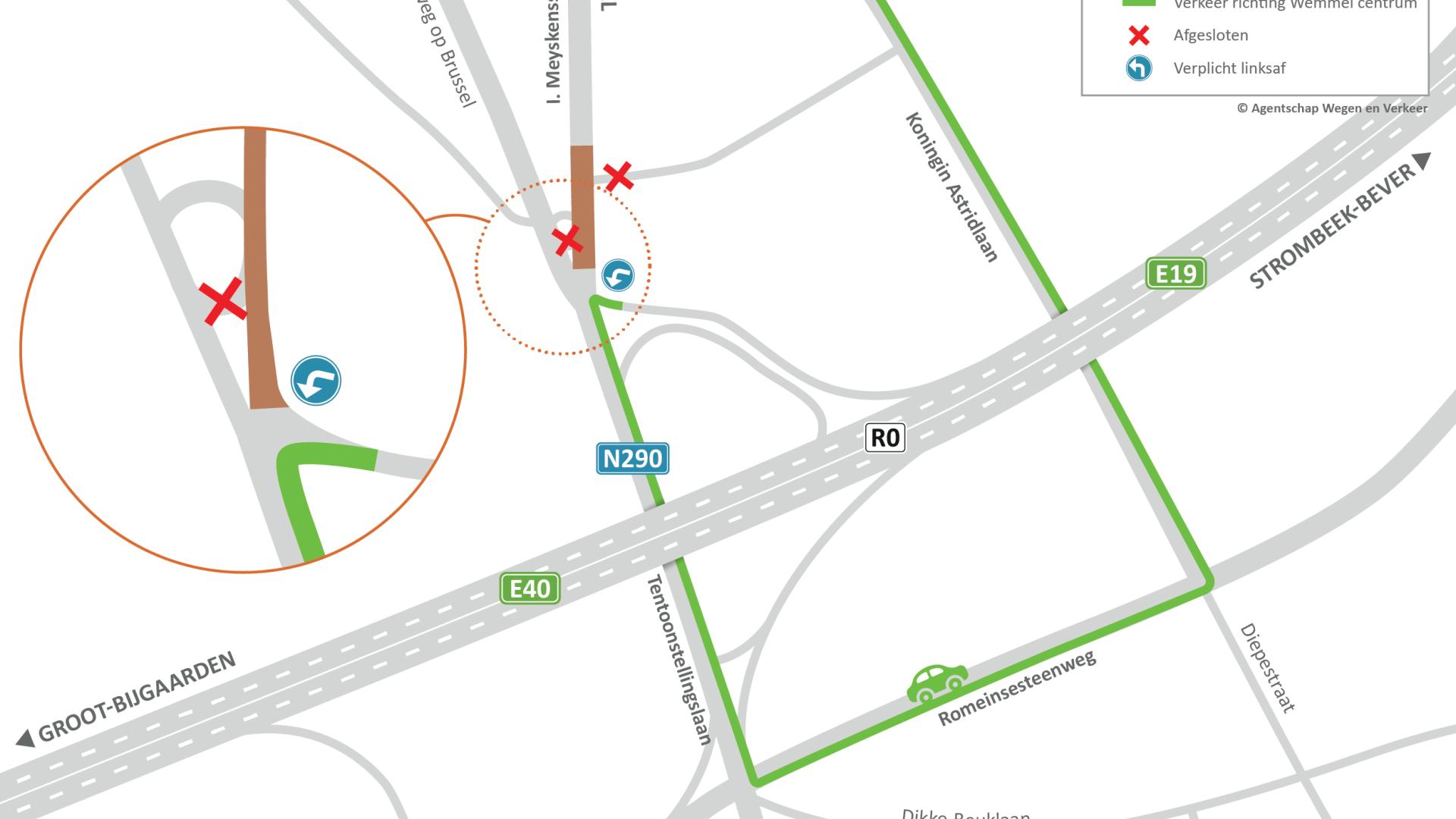 Omleiding tijdens werken Isidoor Meyskensstraat