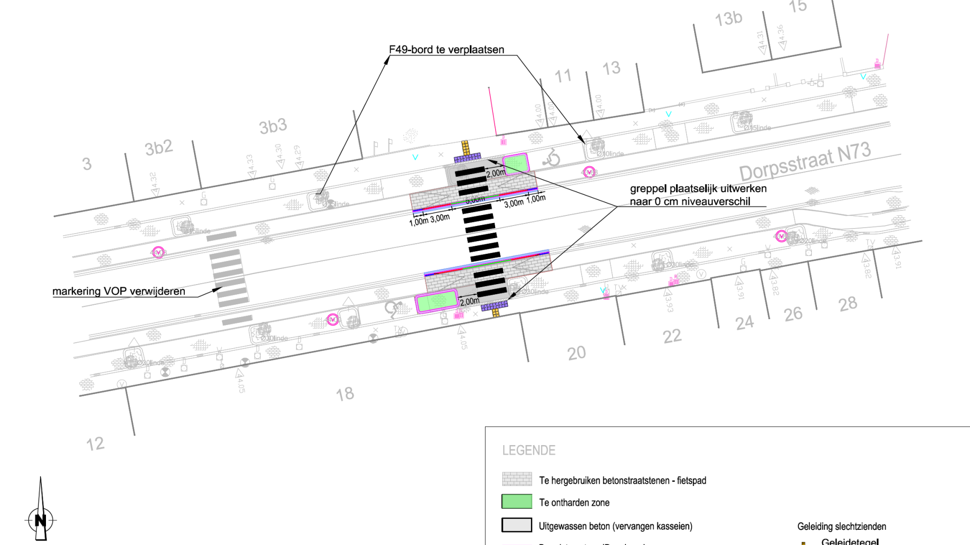 Ontwerpplan voetgangersoversteek Dorpsstraat