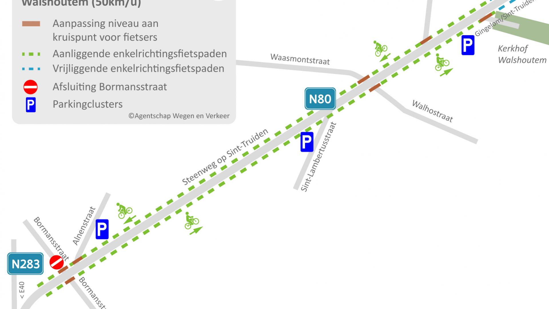 Ontwerp Steenweg op Sint-Truiden binnen de bebouwde kom van Walshoutem