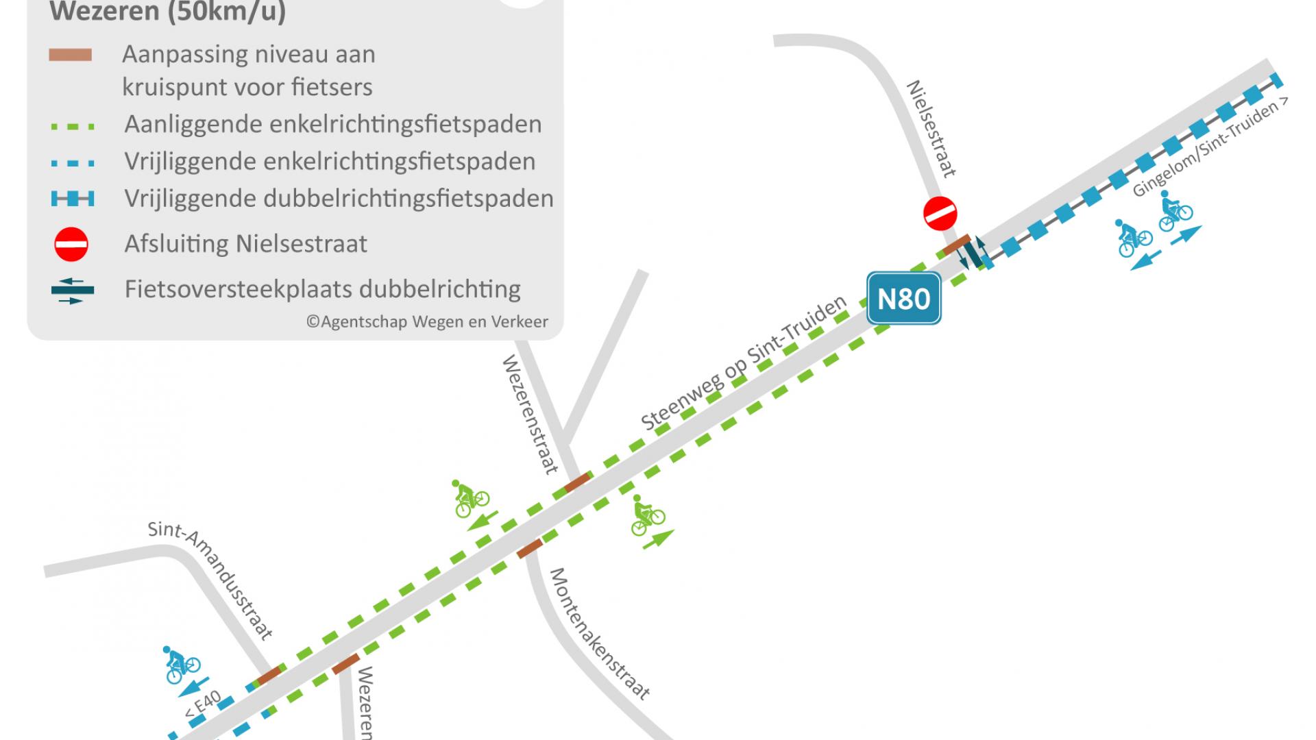 Ontwerp Steenweg op Sint-Truiden binnen de bebouwde kom van Wezeren