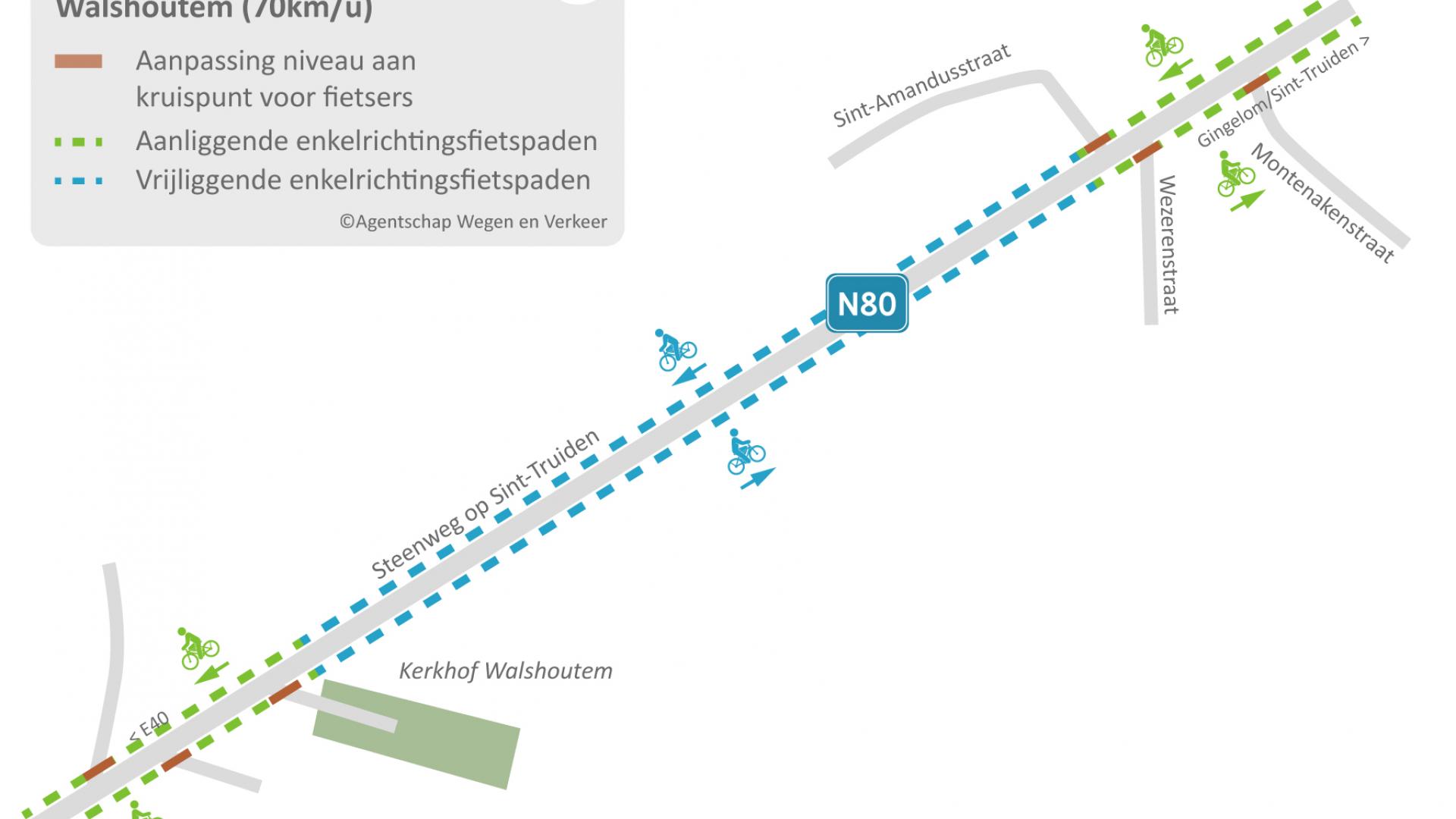 Ontwerp Steenweg op Sint-Truiden buiten de bebouwde kom van Walshoutem