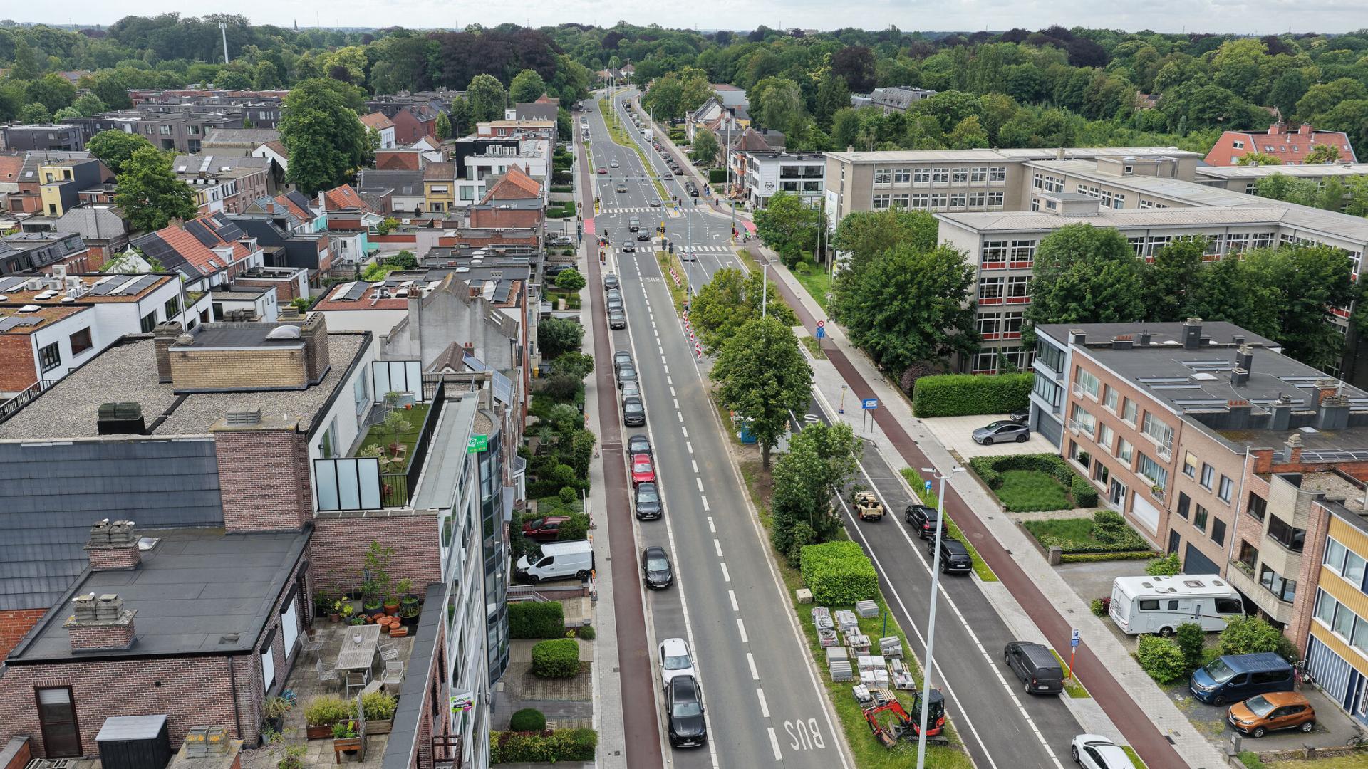 N1_Mortsel_HeraanlegMechelsesteenweg_EindeWerken - luchtfoto richting Edegem