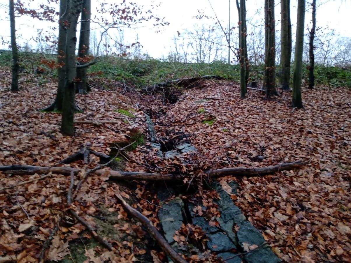 Foto 1: uitspoeling en taludgoot langsheen E411 die hersteld worden