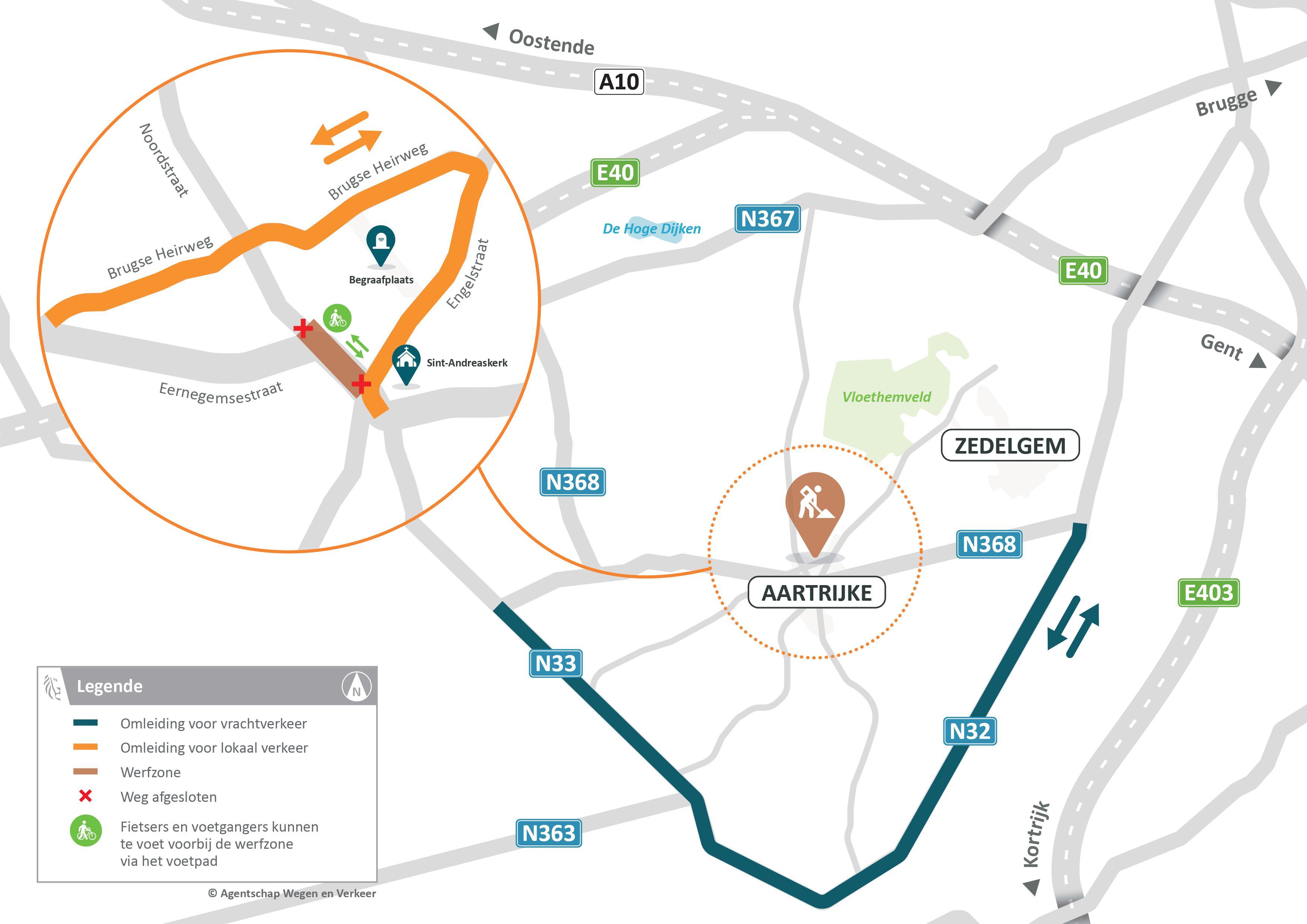 Omleidingen tijdens werken op Eernegemsestraat