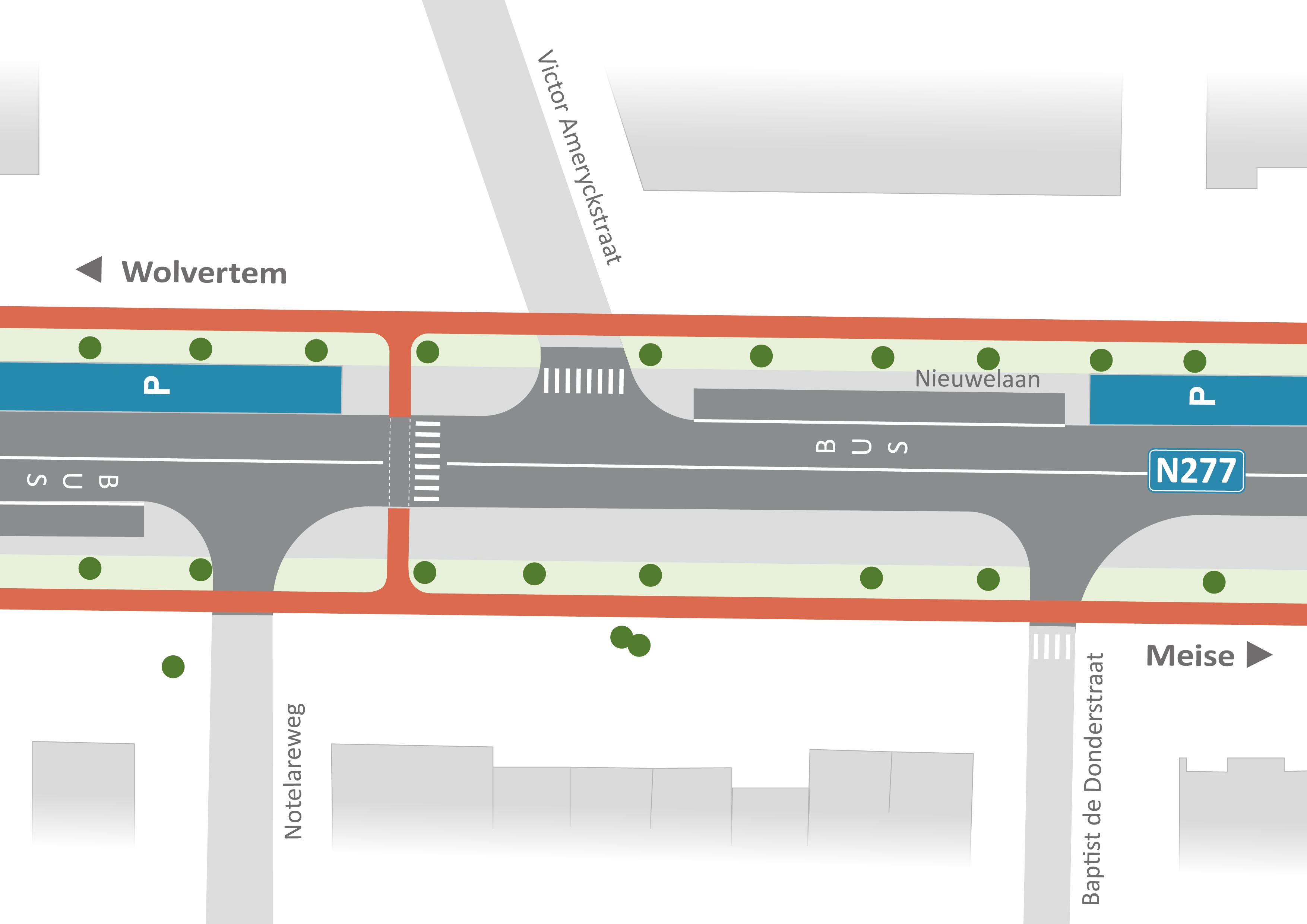 N277 Meise - Nieuwelaan: detailkaart