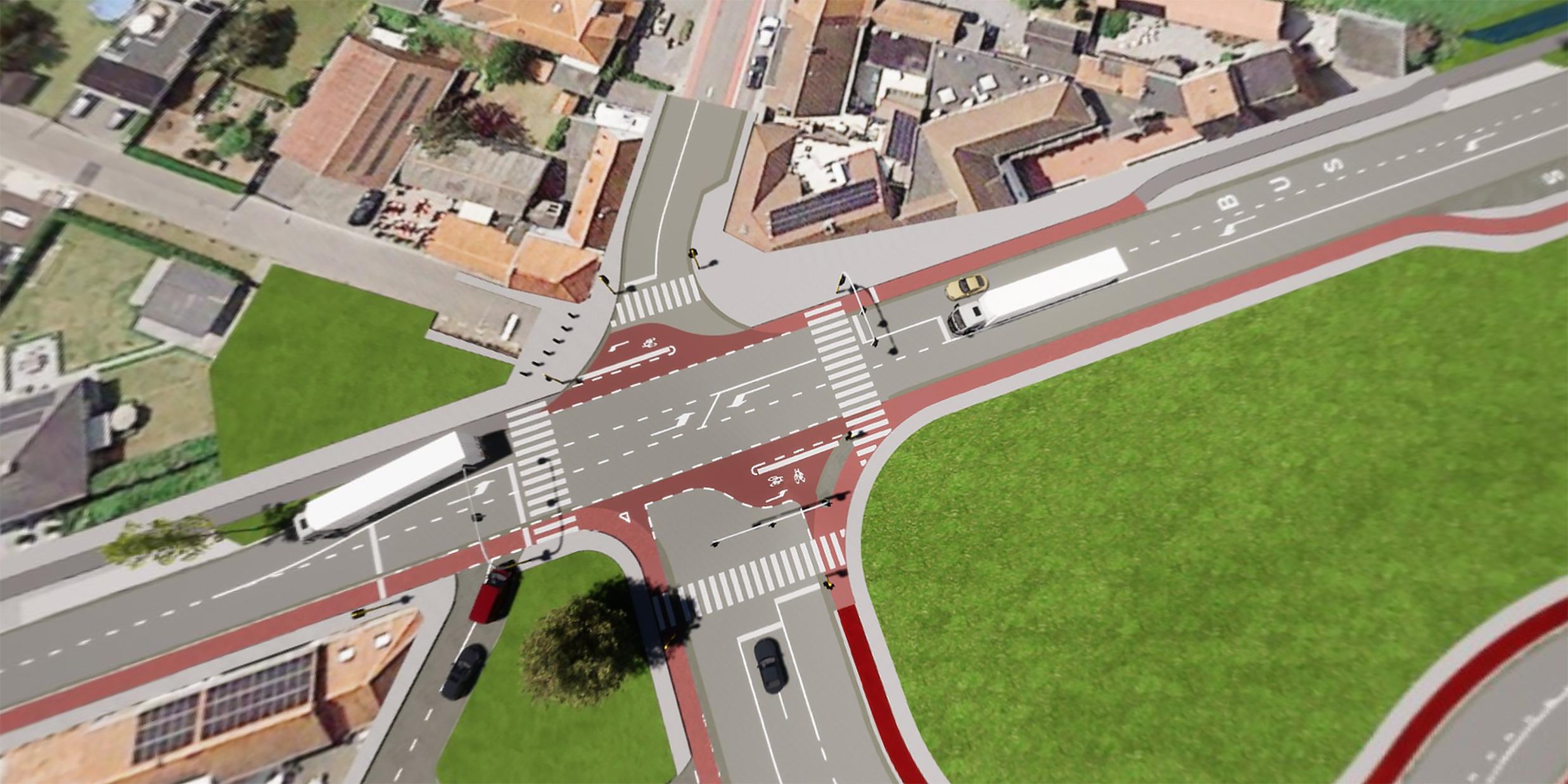 3D-beeld ter hoogte van kruispunt Belgiek