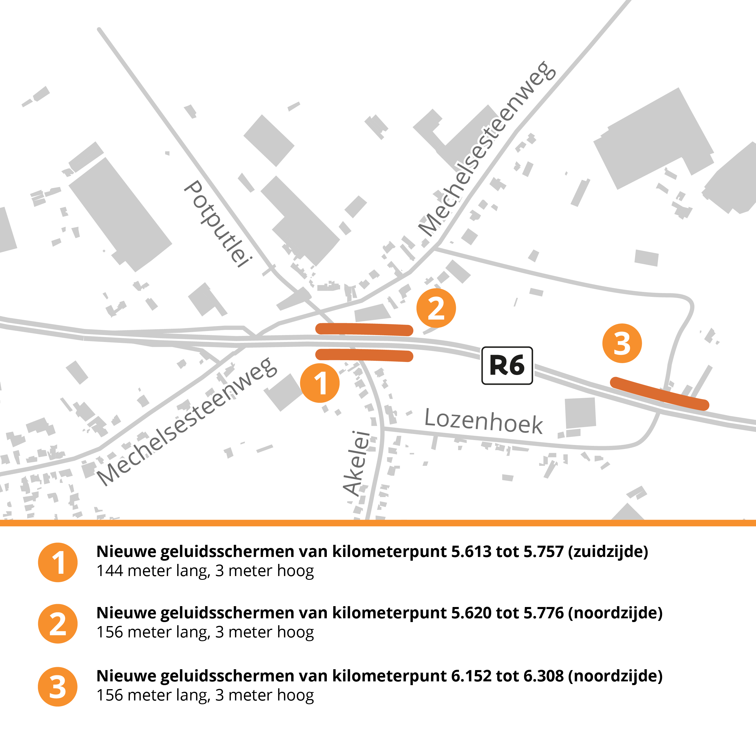 R6 Mechelen - locaties geluidsschermen - deel 1
