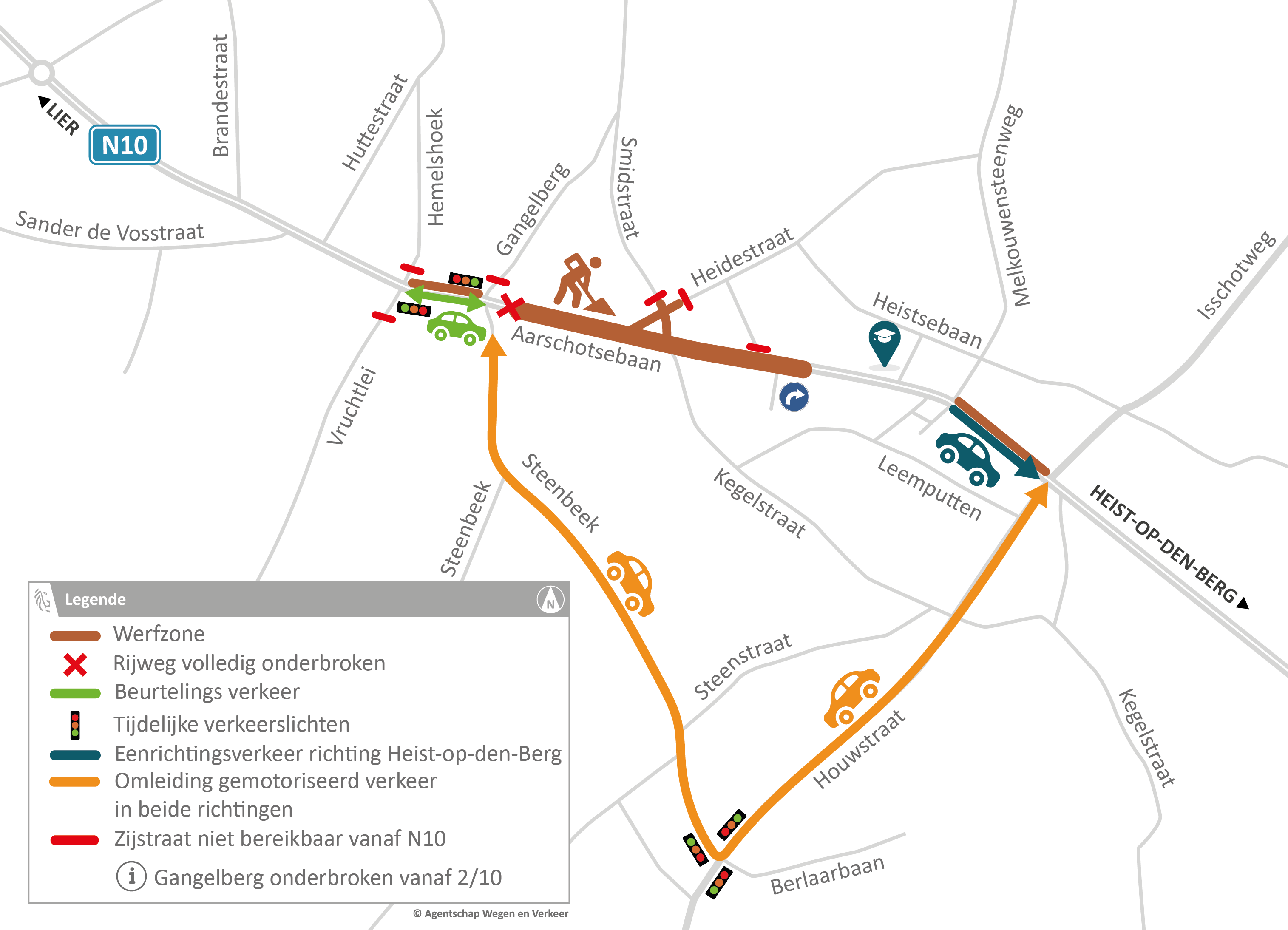 N10 Berlaar- Riolerings- en wegenwerken - Verkeerssituatie vanaf 27 september