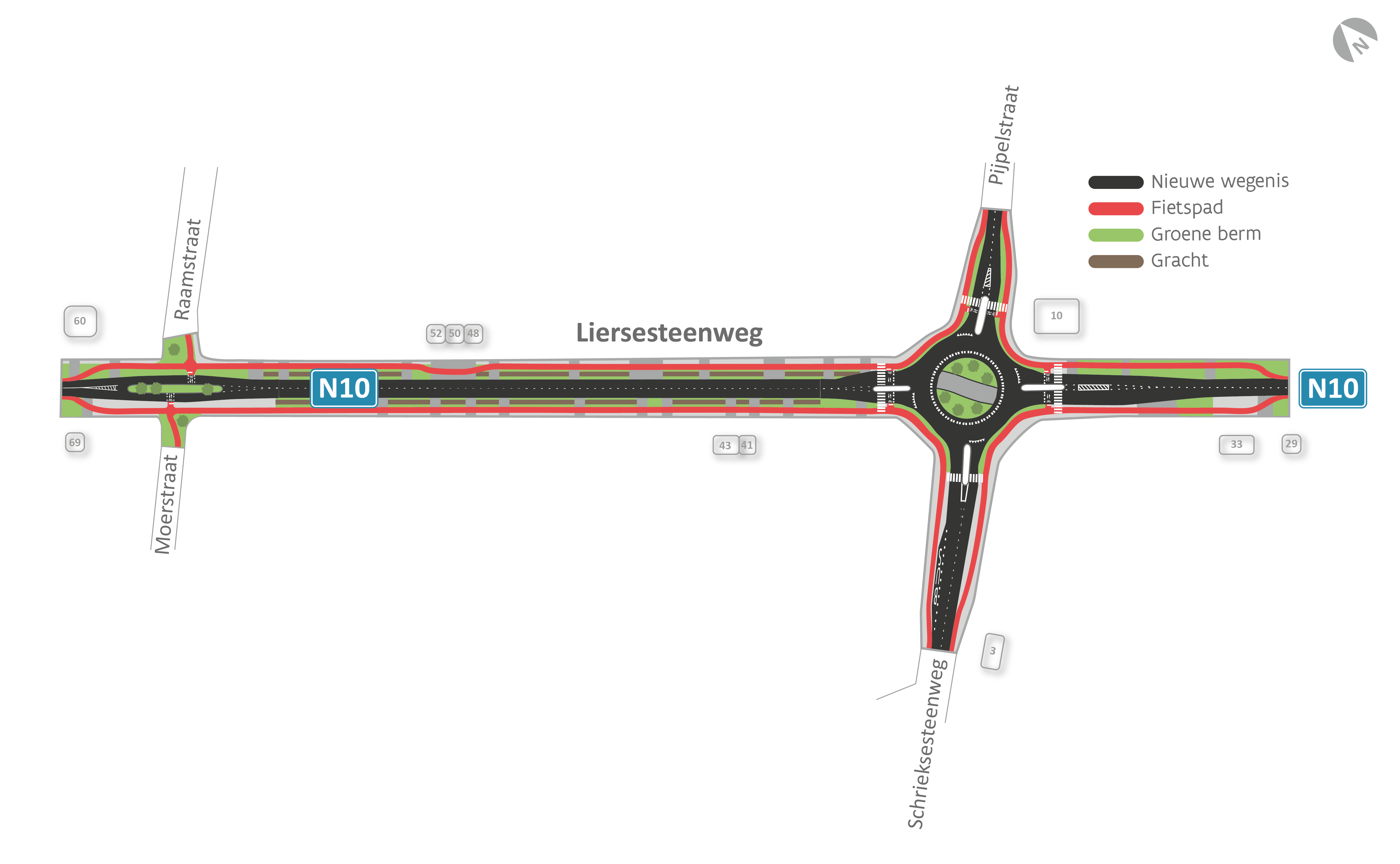 N10 Liersesteenweg rotonde - ontwerpplan