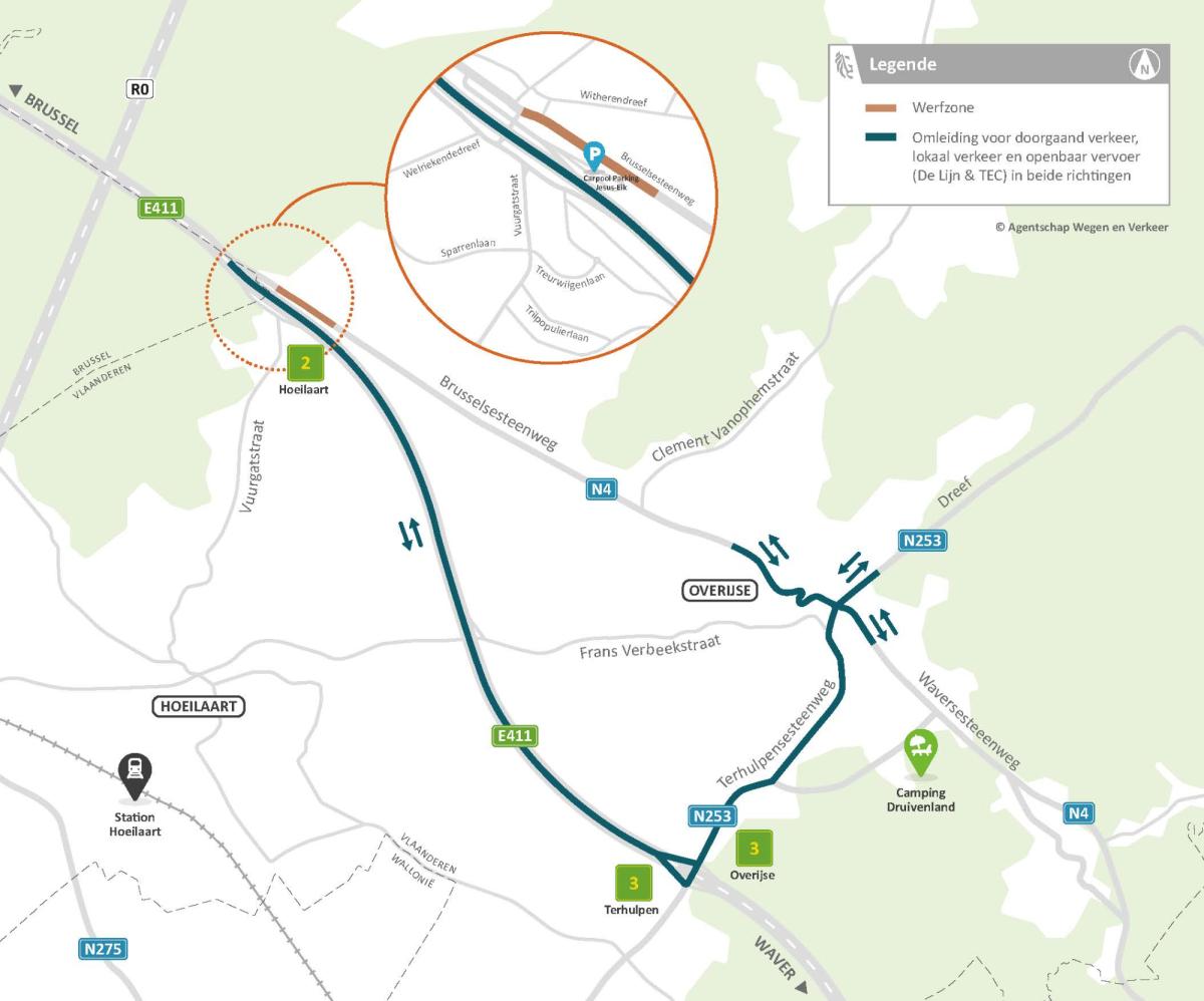  Brusselsesteenweg Jezus-Eik drie weken afgesloten vanaf maandag 29 juli 2024