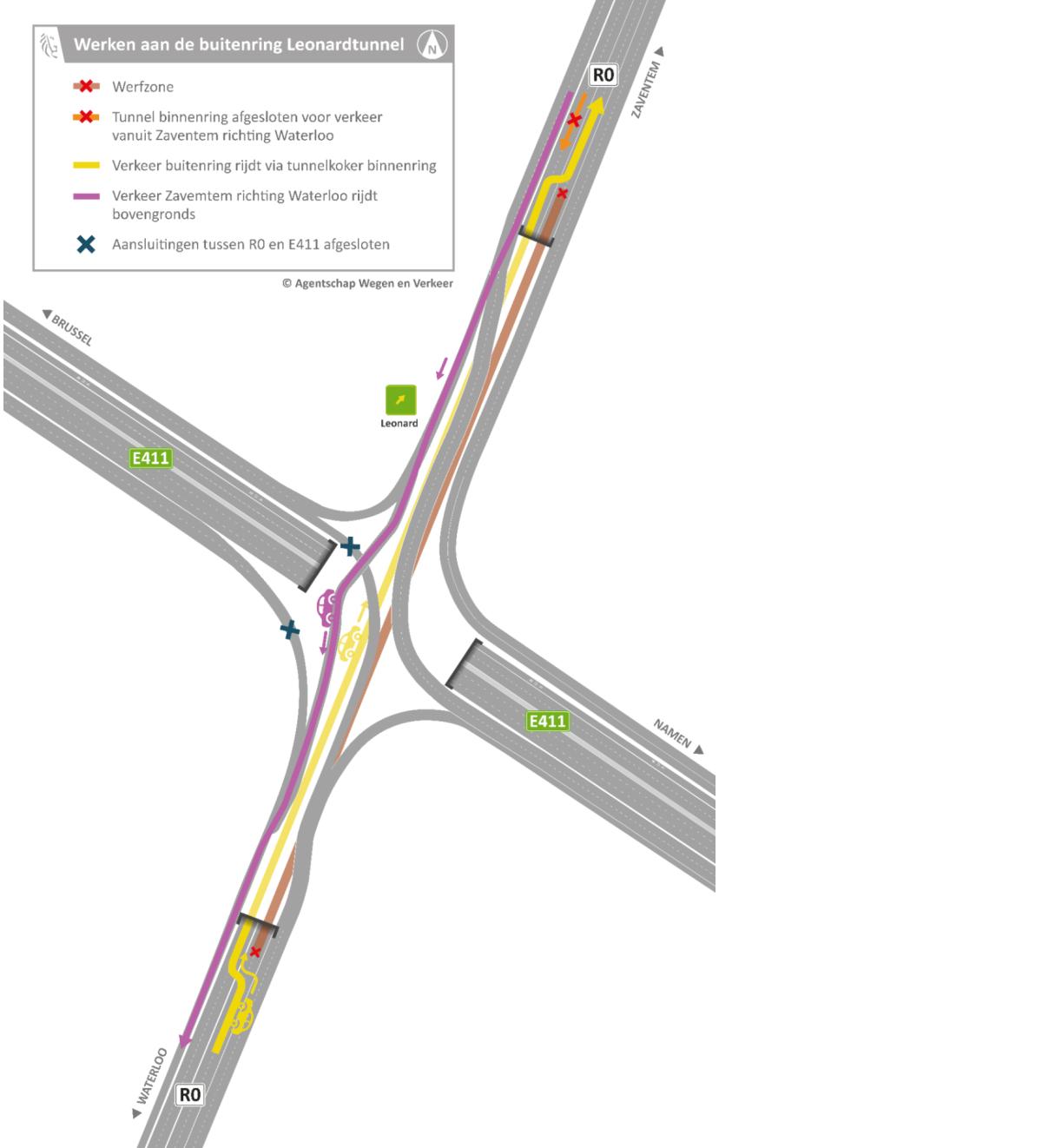 Rechterrijstrook van tunnel Brusselse buitenring opnieuw open op 17 augustus