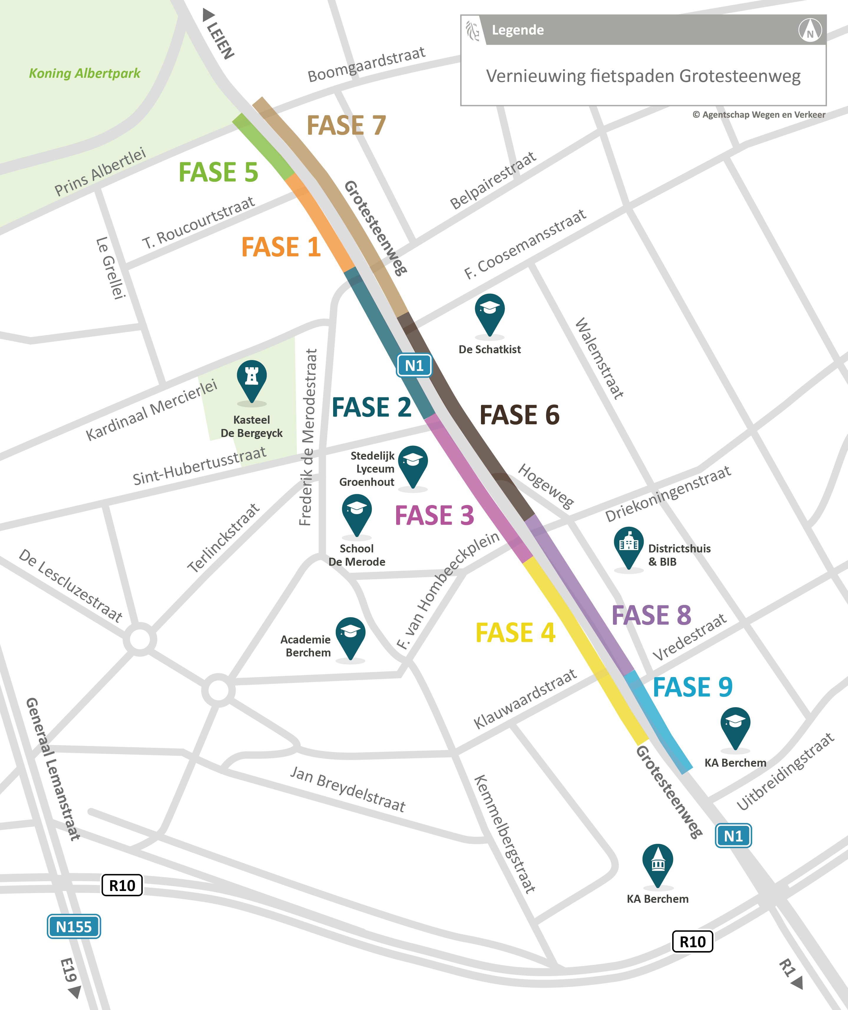 N1 Grotesteenweg vernieuwing fietspaden - fasering