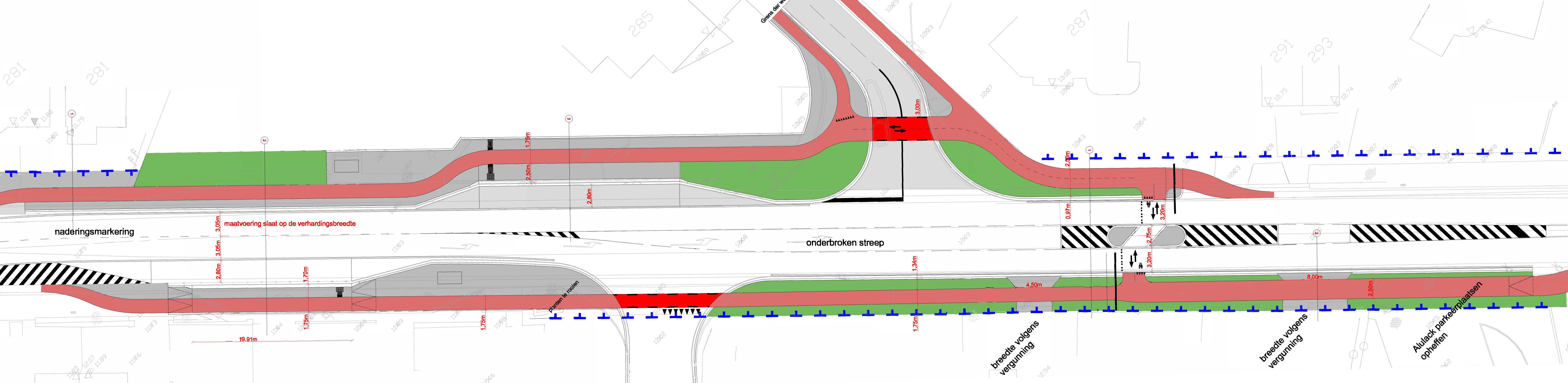 Ontwerp verlichte fietsoversteek aan Beringstraat