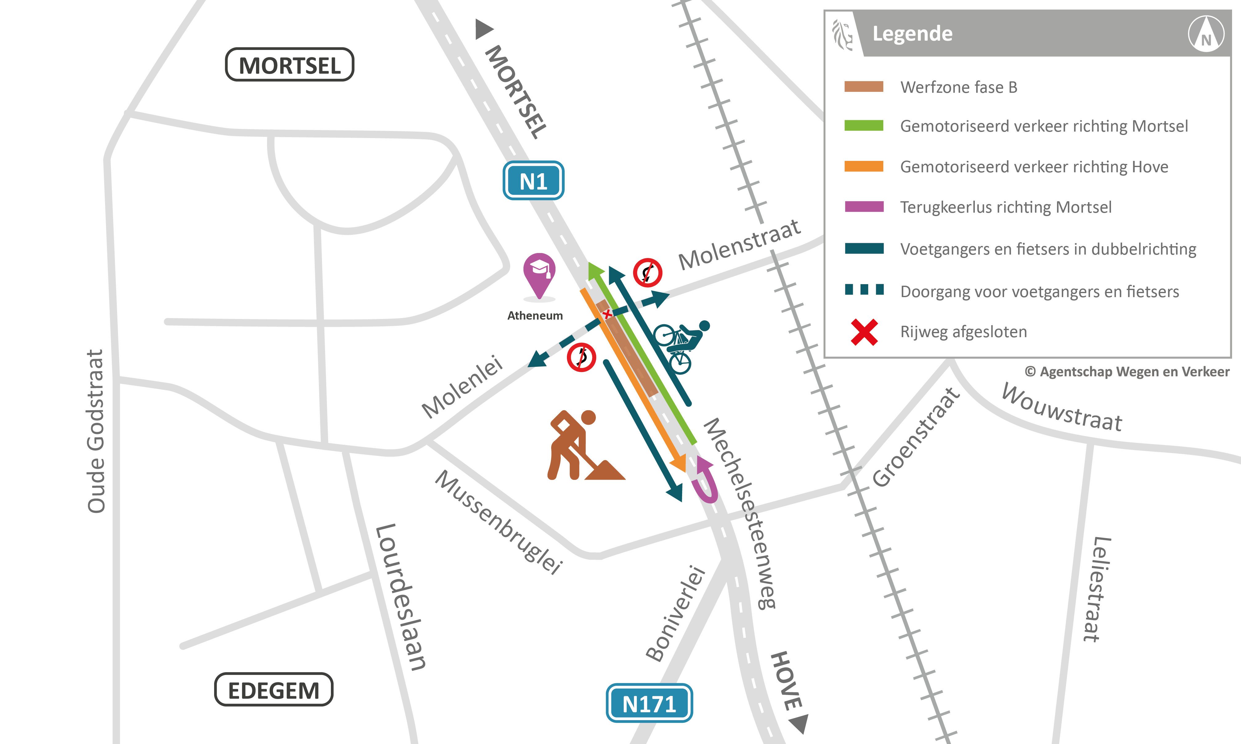 Mechelsesteenweg (N1): hinder van midden februari tot eind februari