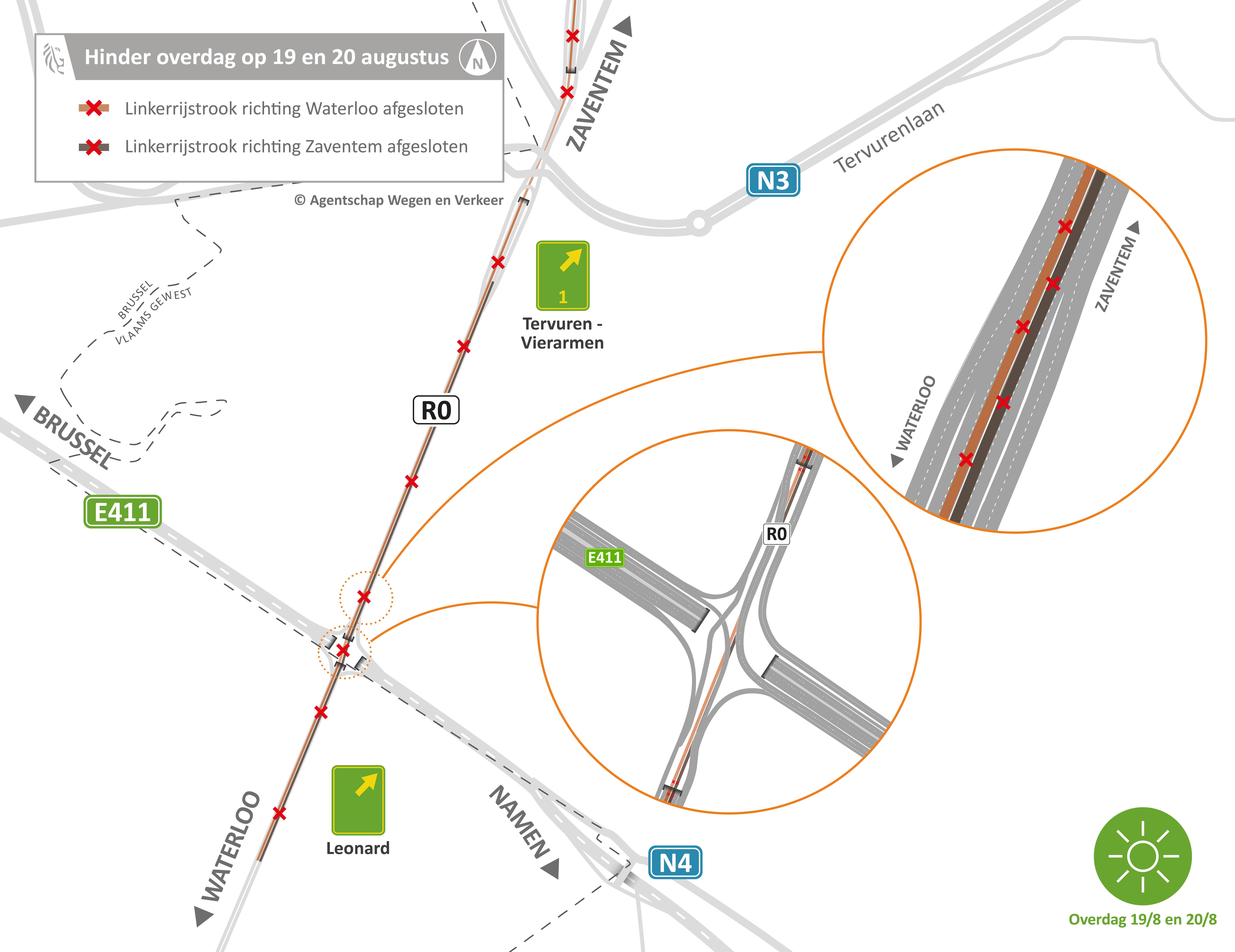 verkeer 19 en 20 augustus overdag 