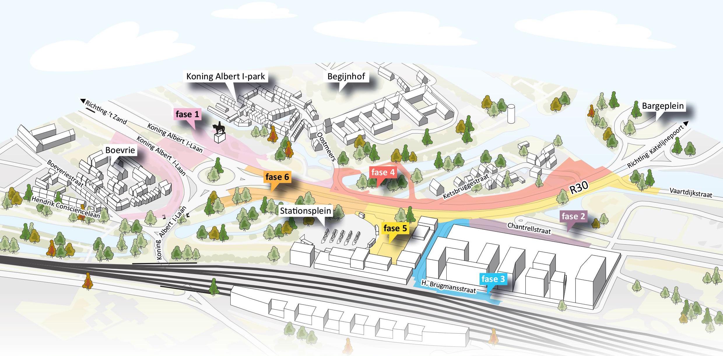 Herinrichting van Brugse stationsomgeving (R30) - faseringskaart