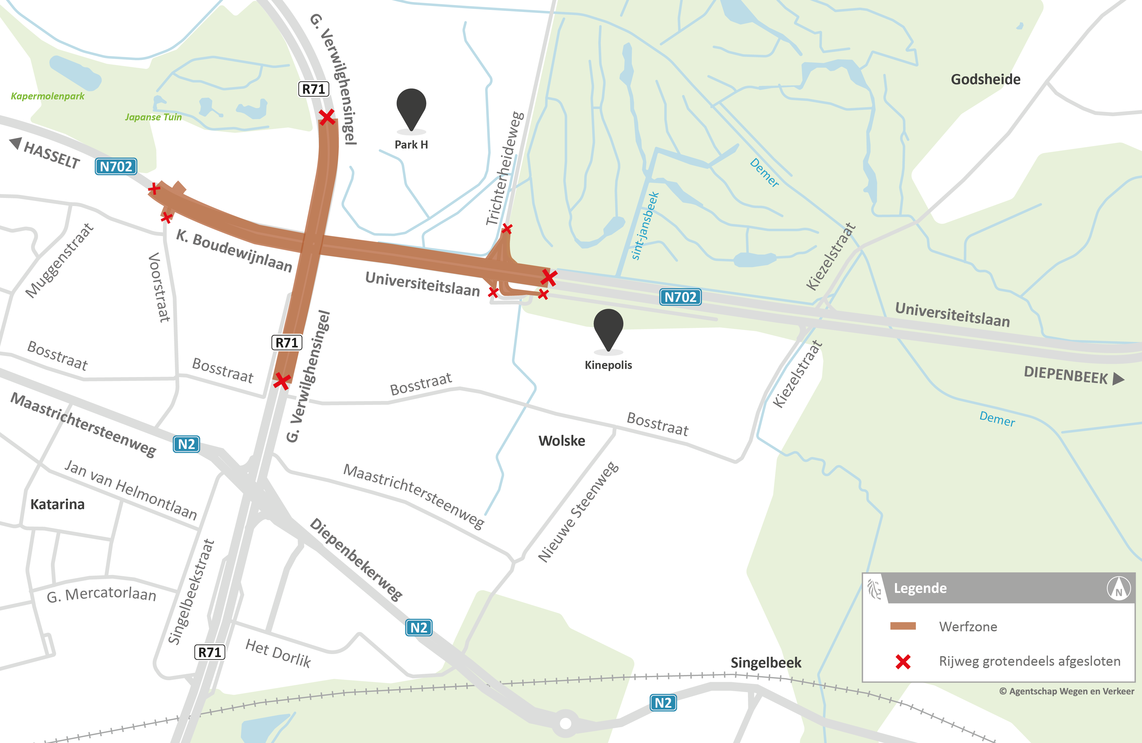 R71 x N702 Hasselt - situeringsplan