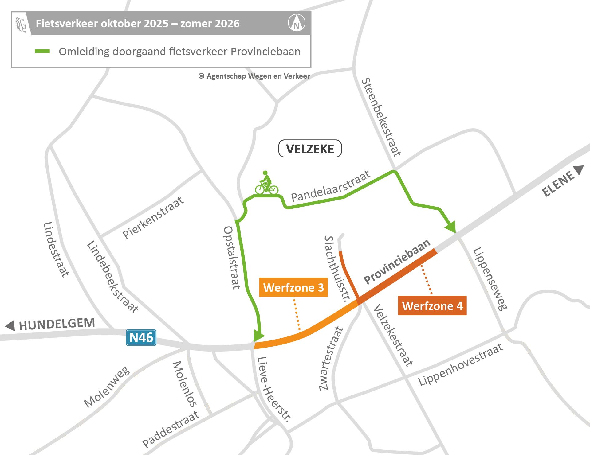 Velzeke omleidingskaart fietsers vanaf oktober