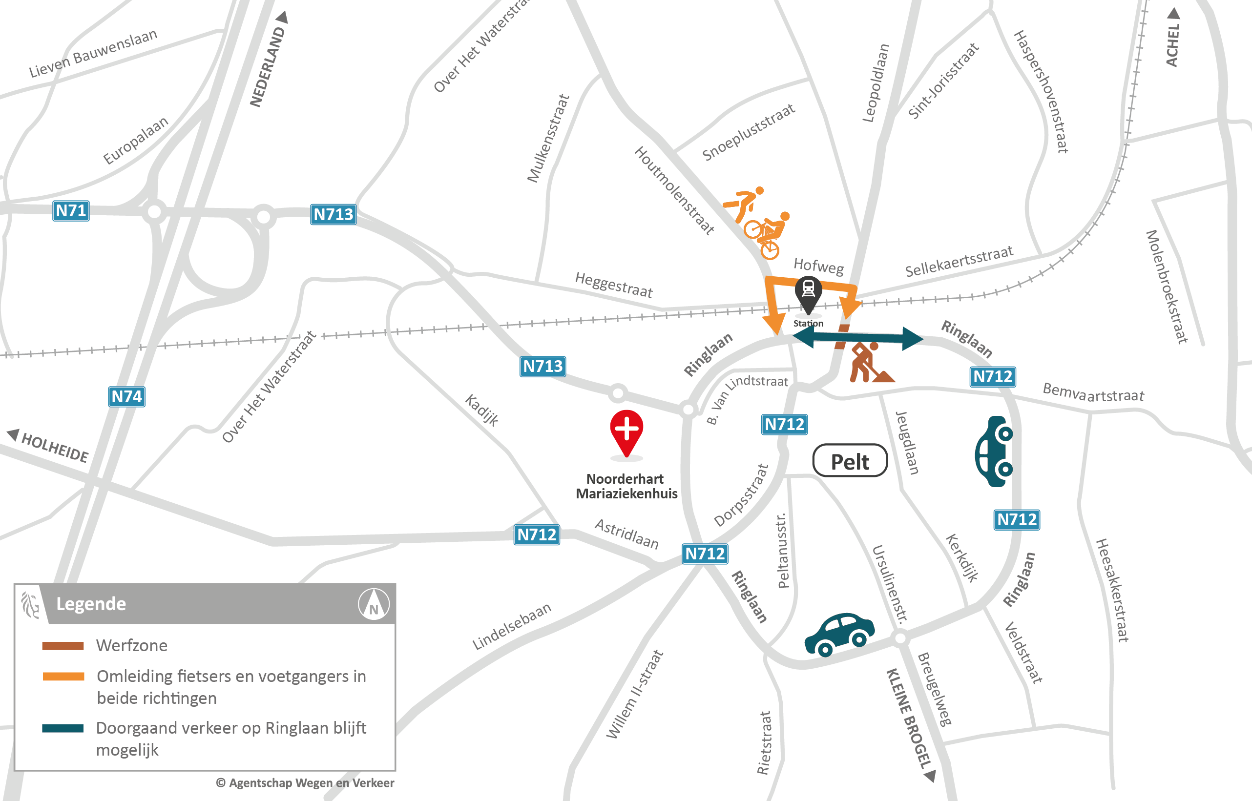 N712 Pelt - omleidingsplan