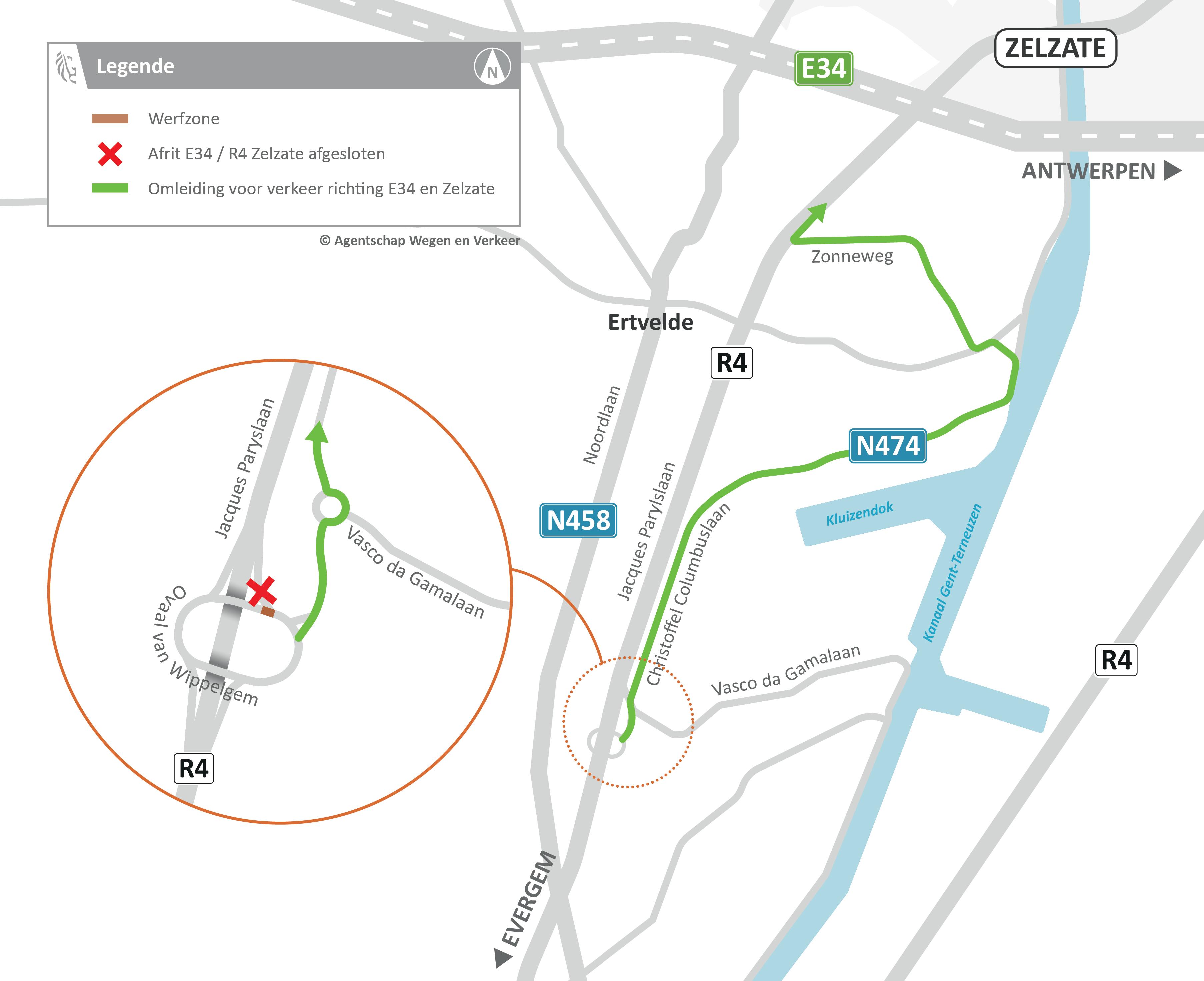 Omleidingskaart R4 Evergem