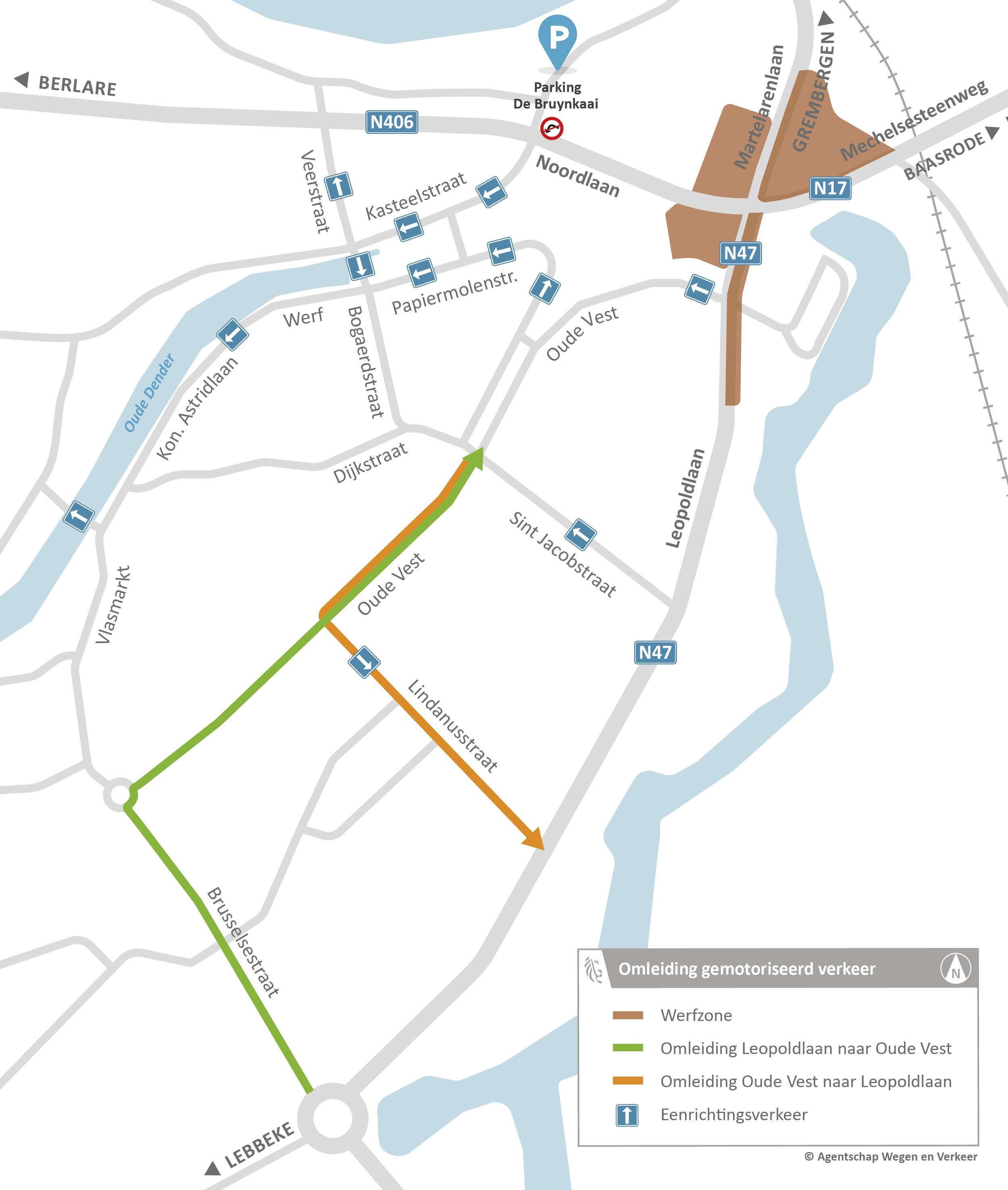 Mechelse Poort Dendermonde: verkeerskaart fase 3