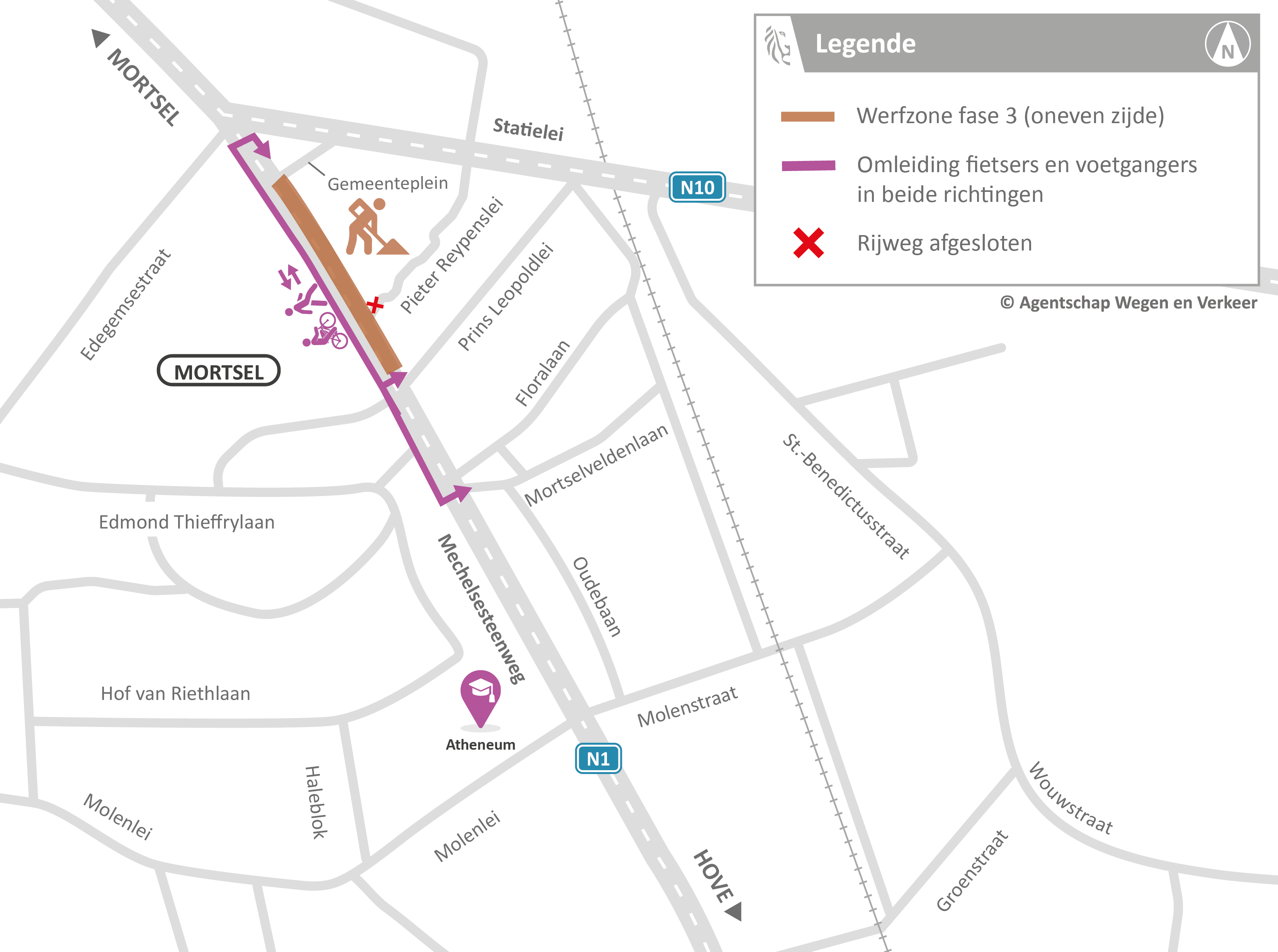 N1 Mechelsesteenweg - omleidingsplan _Fase 3 Fietsers