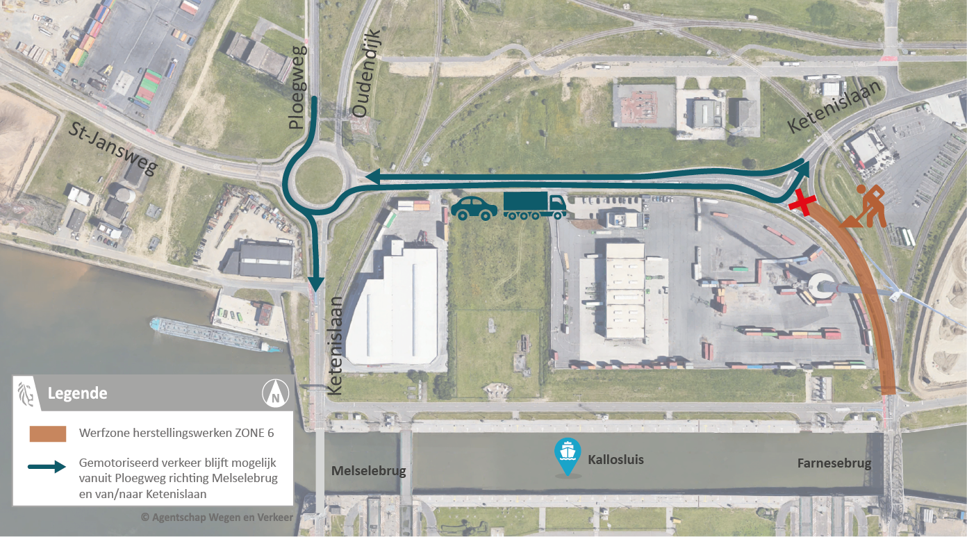 Beverentunnel herstellingswerken omleidingsroute (zone 6)