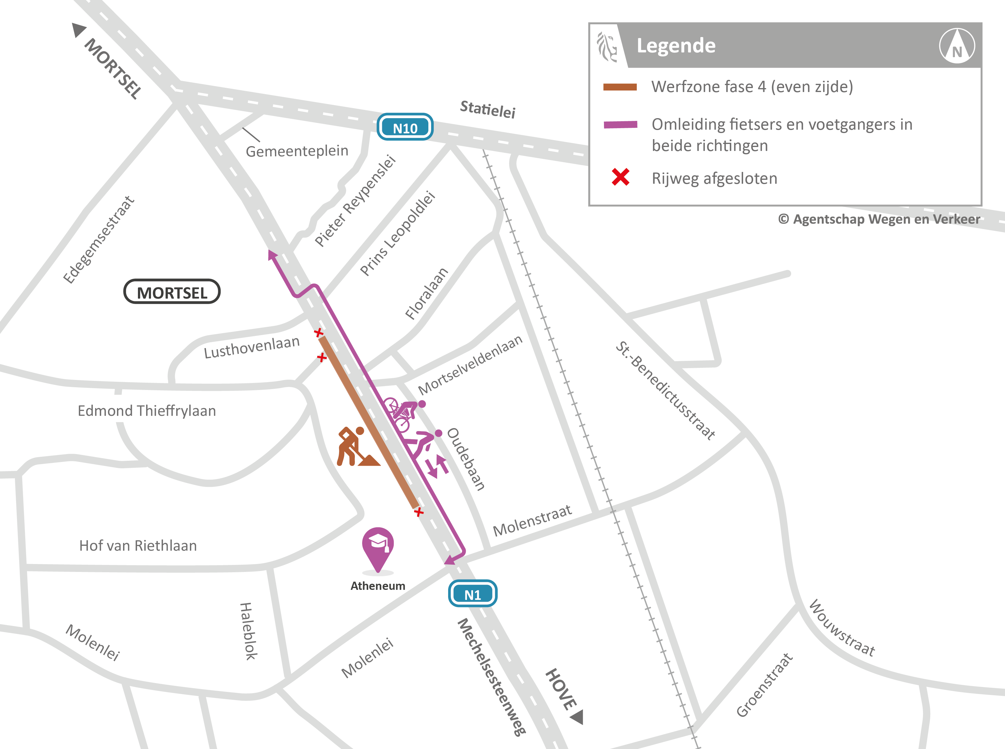 N1 Mechelsesteenweg - omleidingsplan _Fase 4 - fietsers