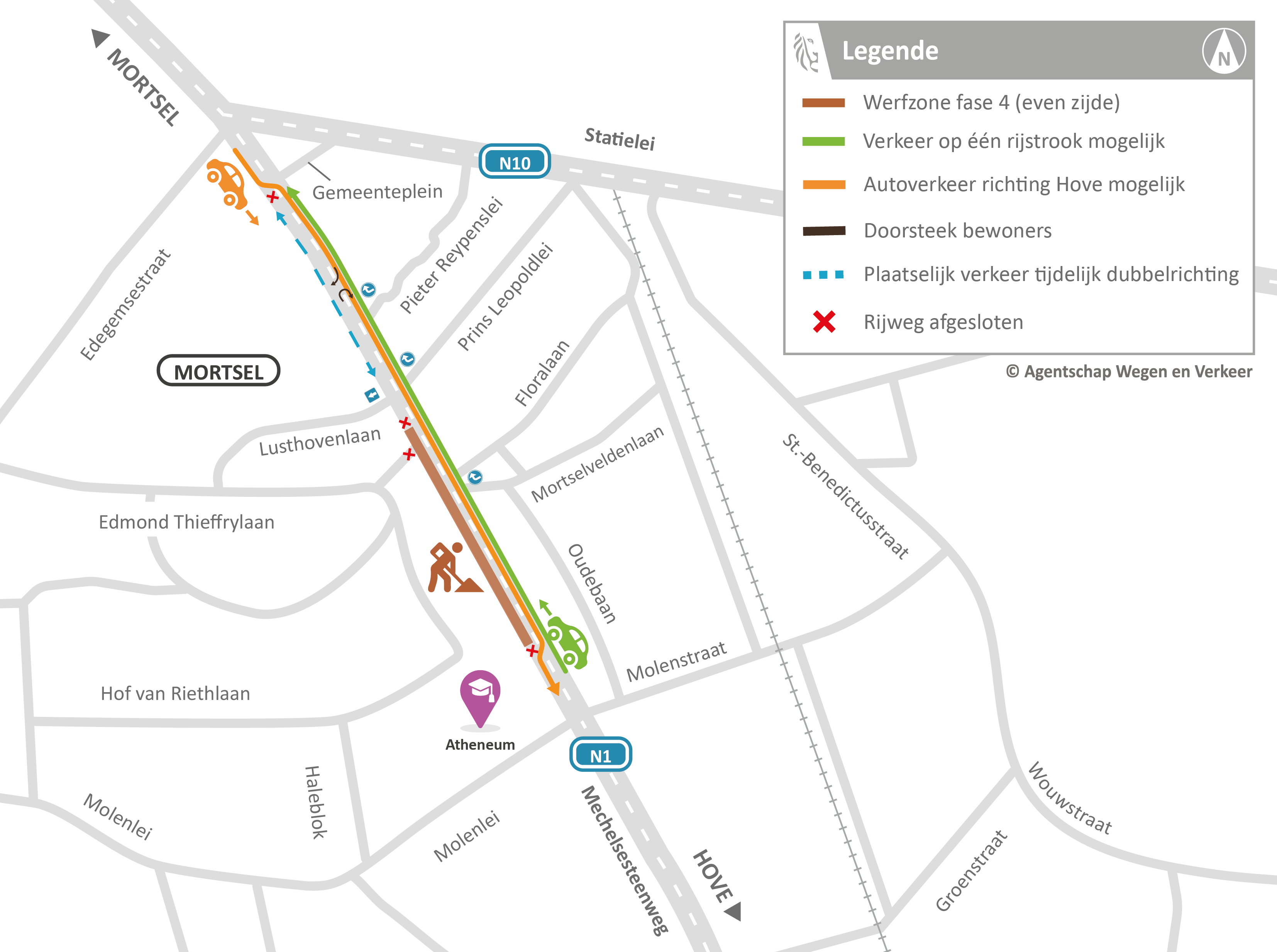 N1 Mechelsesteenweg - omleidingsplan _Fase 4 - gemotoriseerd verkeer