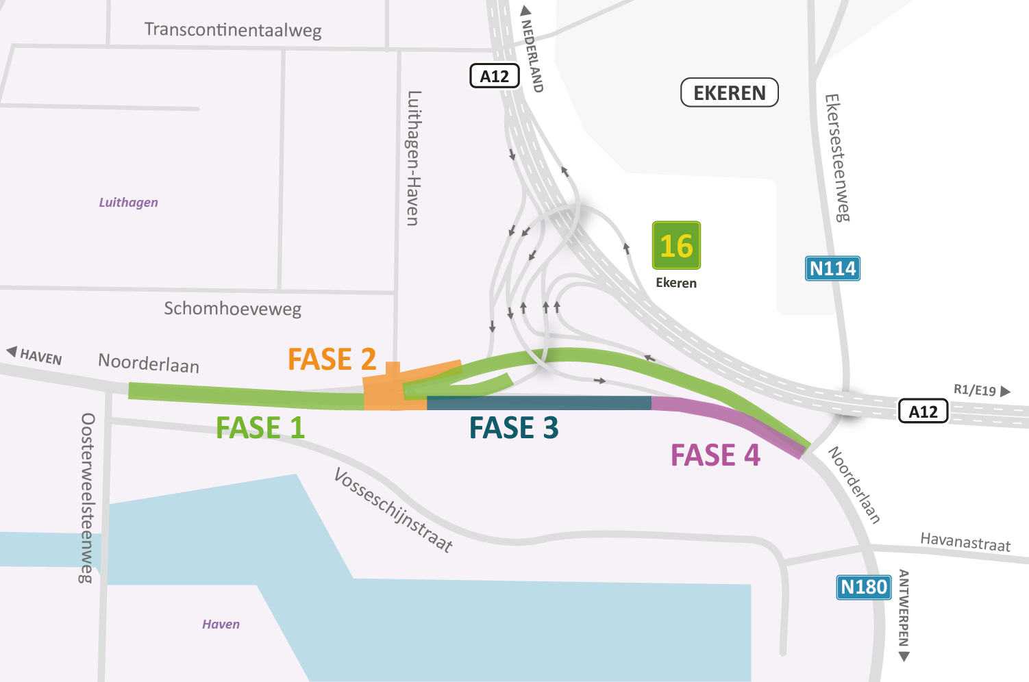 Faseringsplan Noorderlaan - omgeving complex Ekeren 