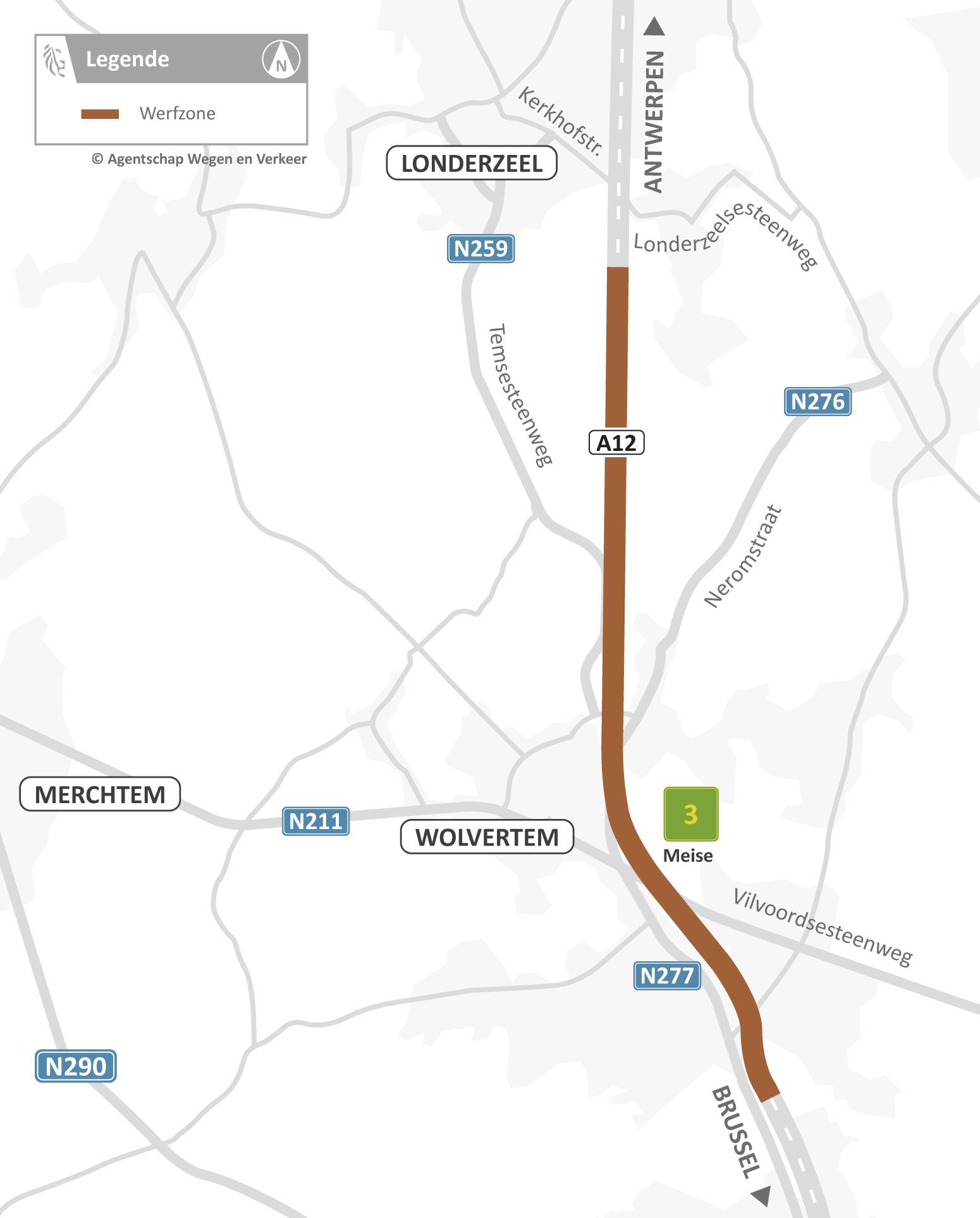 Vernieuwing van acht kilometer weg op A12 in Meise