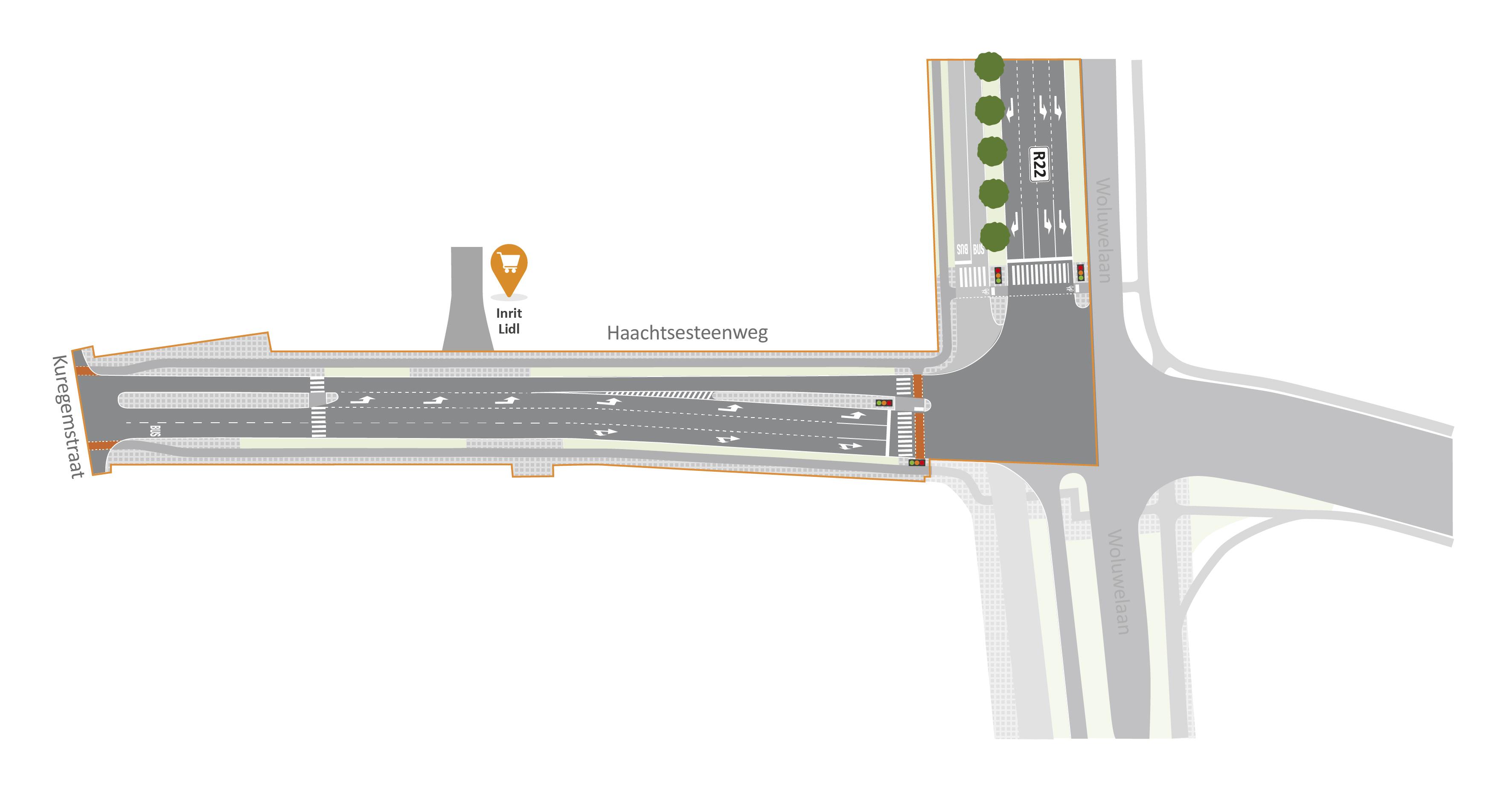 Herinrichting Woluwelaan ontwerpplan Haachtsesteenweg