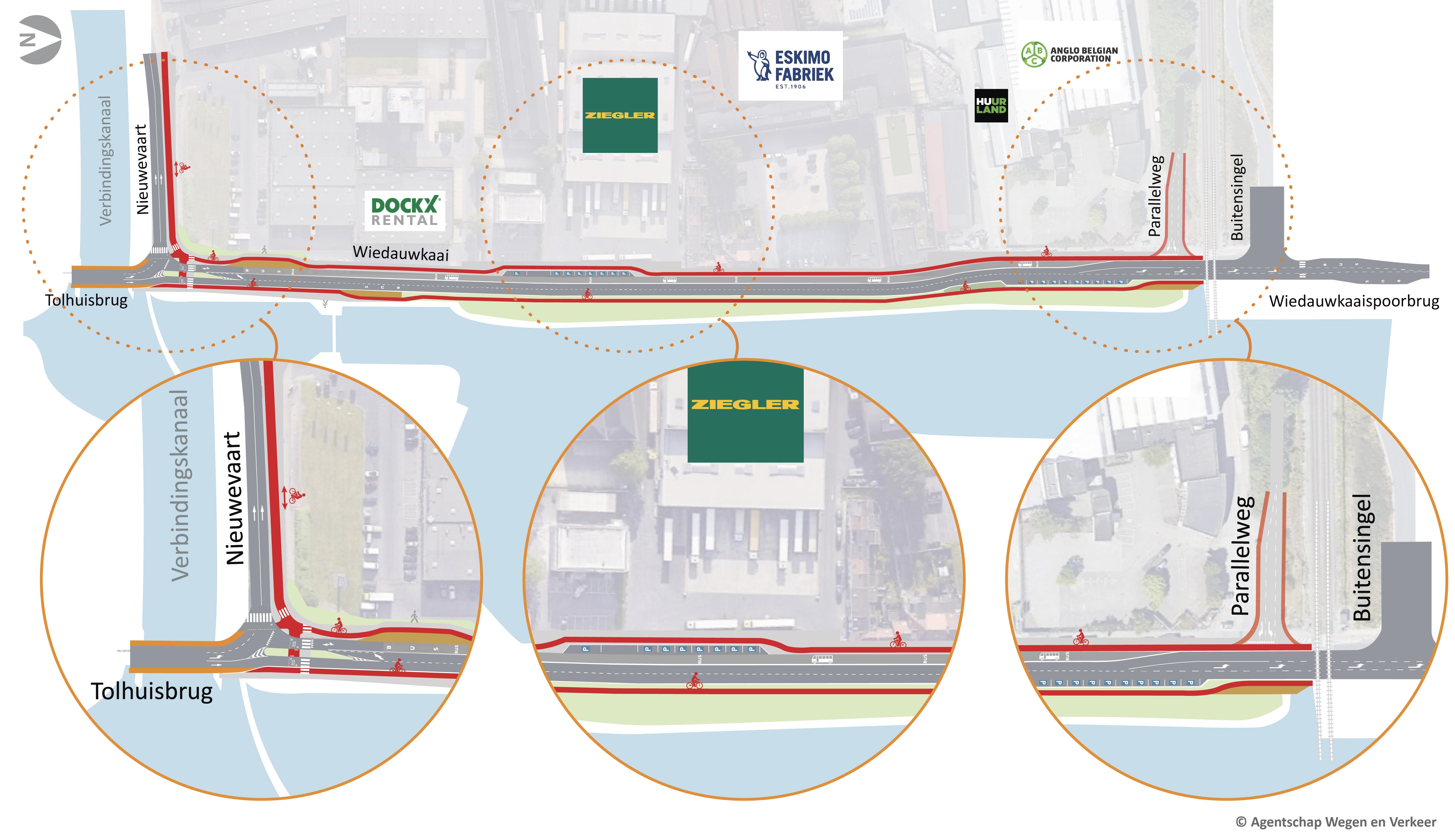 Herinrichting van Wiedauwkaai (N458) in Gent - ontwerpplan