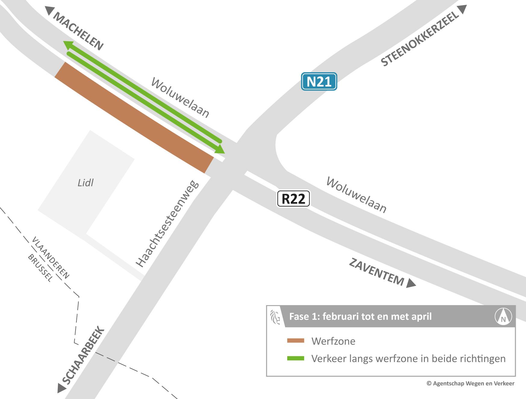 R22 Machelen: werken Haachtsesteenweg (fase 1)