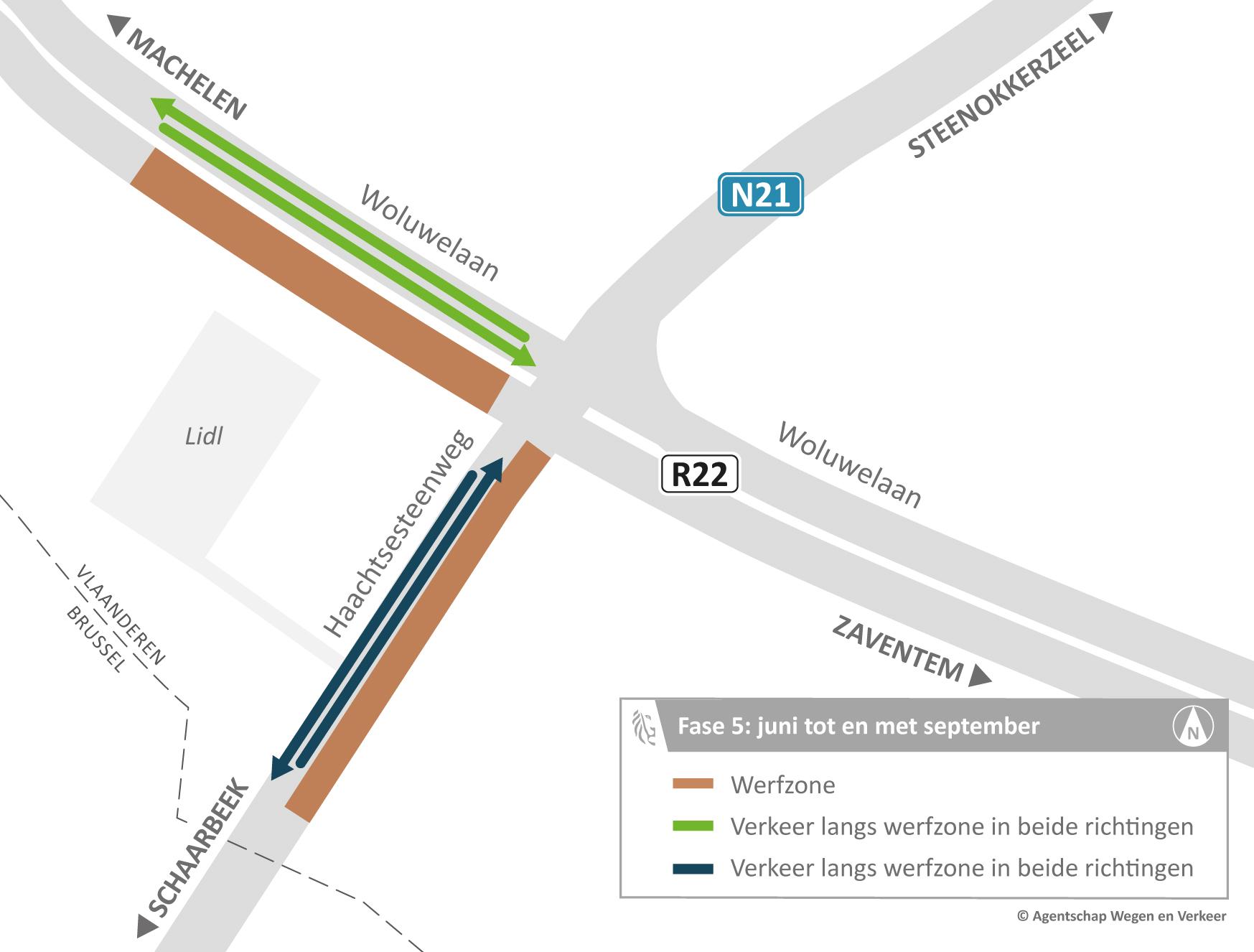 R22 Machelen: werken Haachtsesteenweg (fase 5)