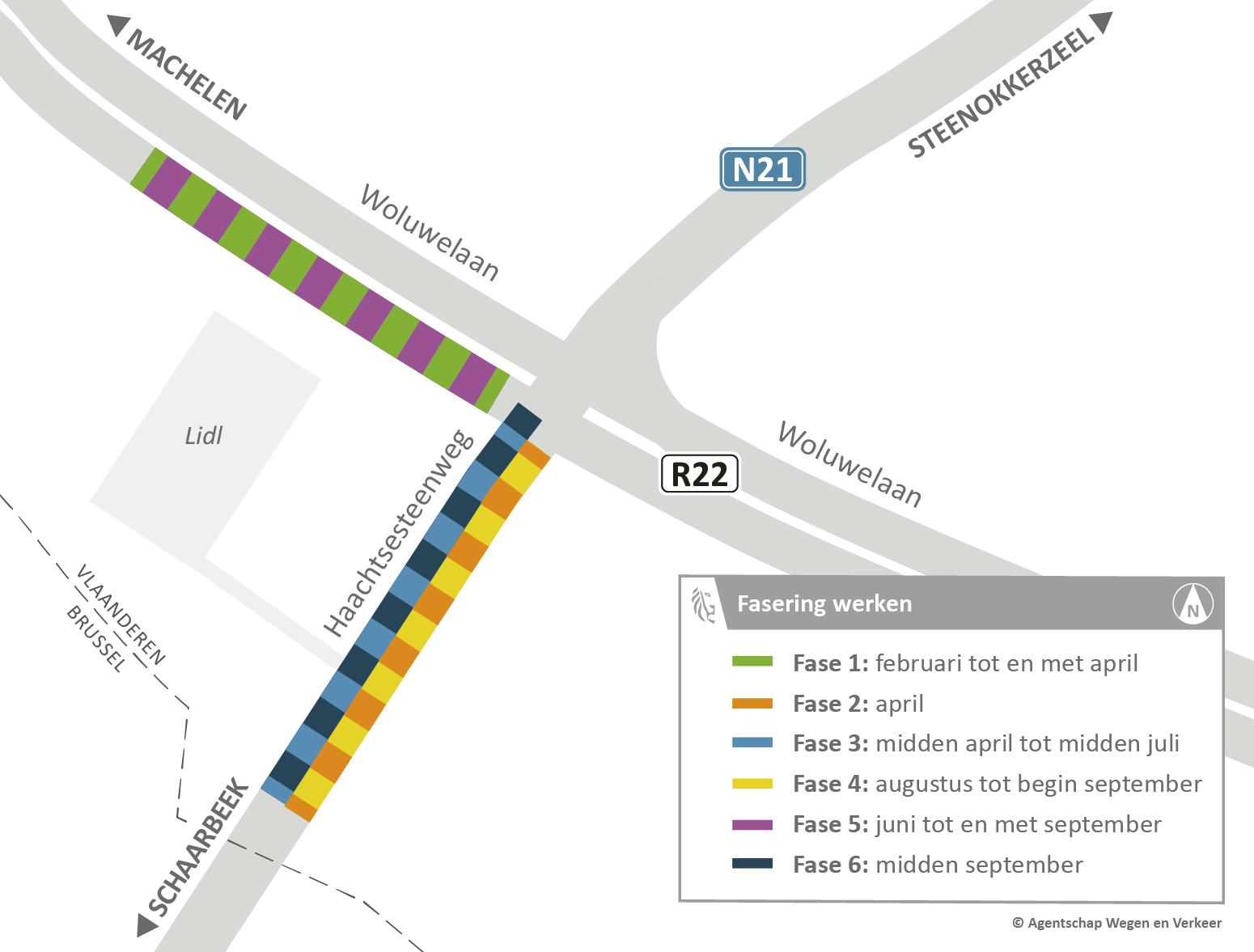 R22 Machelen: werken Haachtsesteenweg (alle fasen)