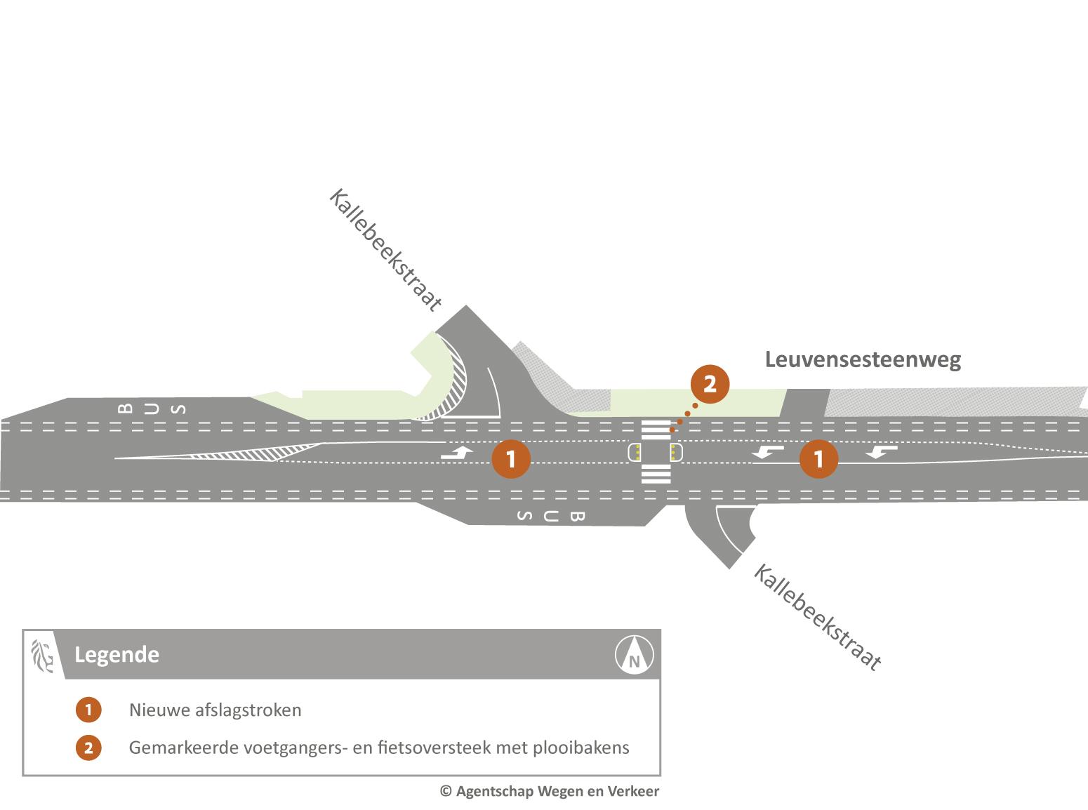 Aanpassingen aan kruispunt met Kallebeekstraat 