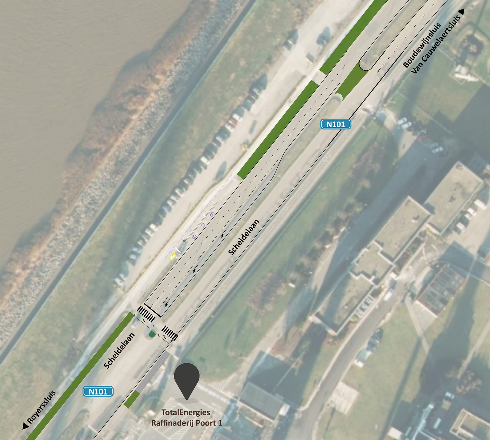 Ontwerpplan N101 Scheldelaan - Poort 1 TotalEnergies