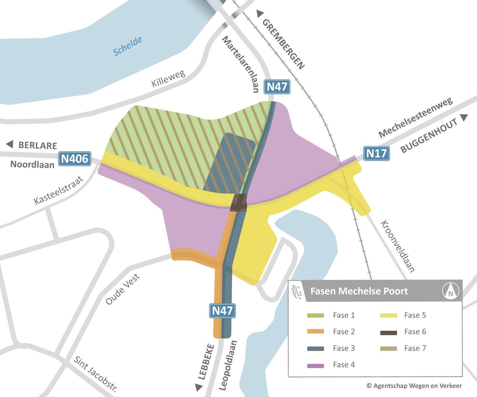 Mechelse Poort Dendermonde - faseringskaart