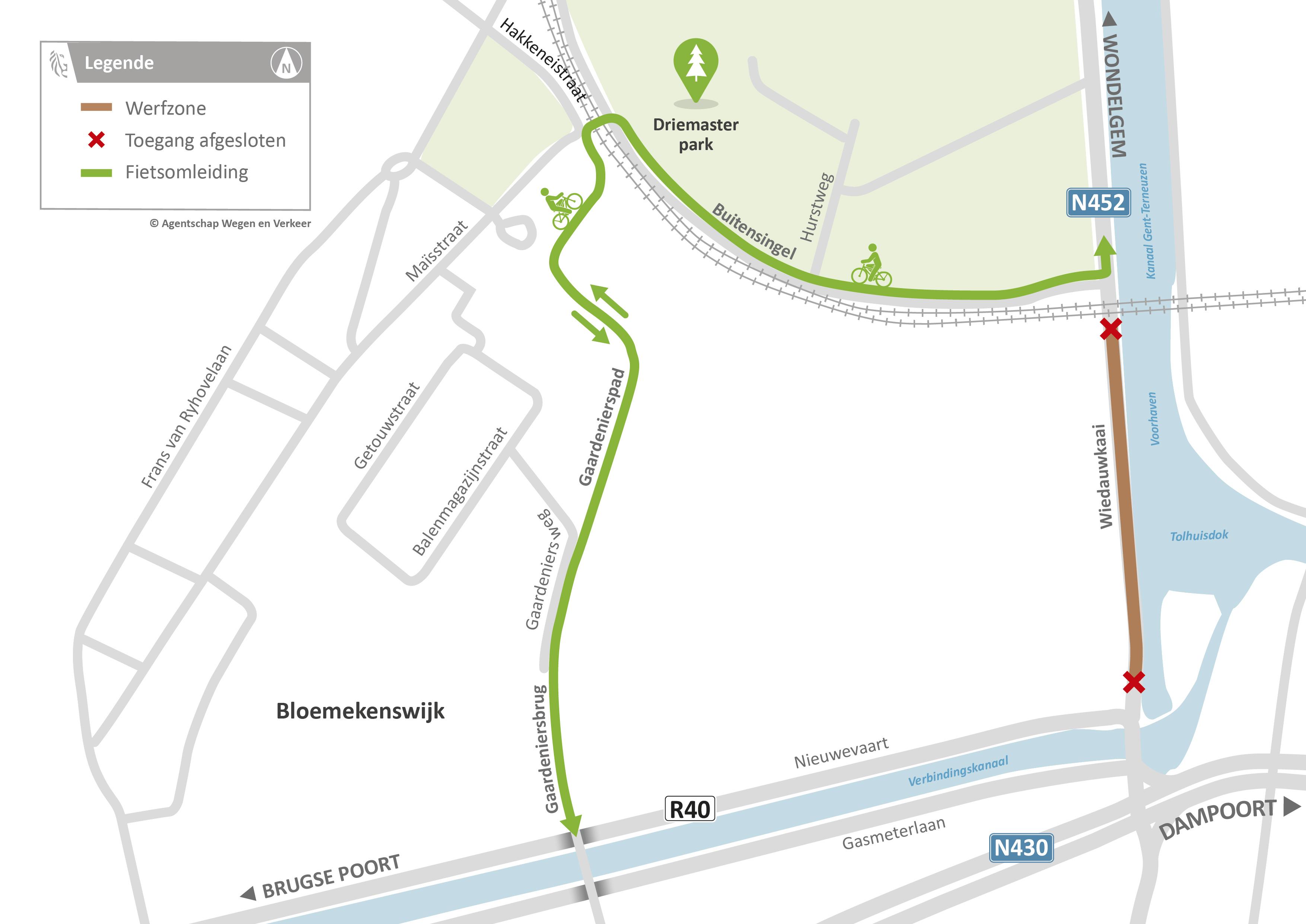 N458 Wiedauwkaai - fietsomleidingen