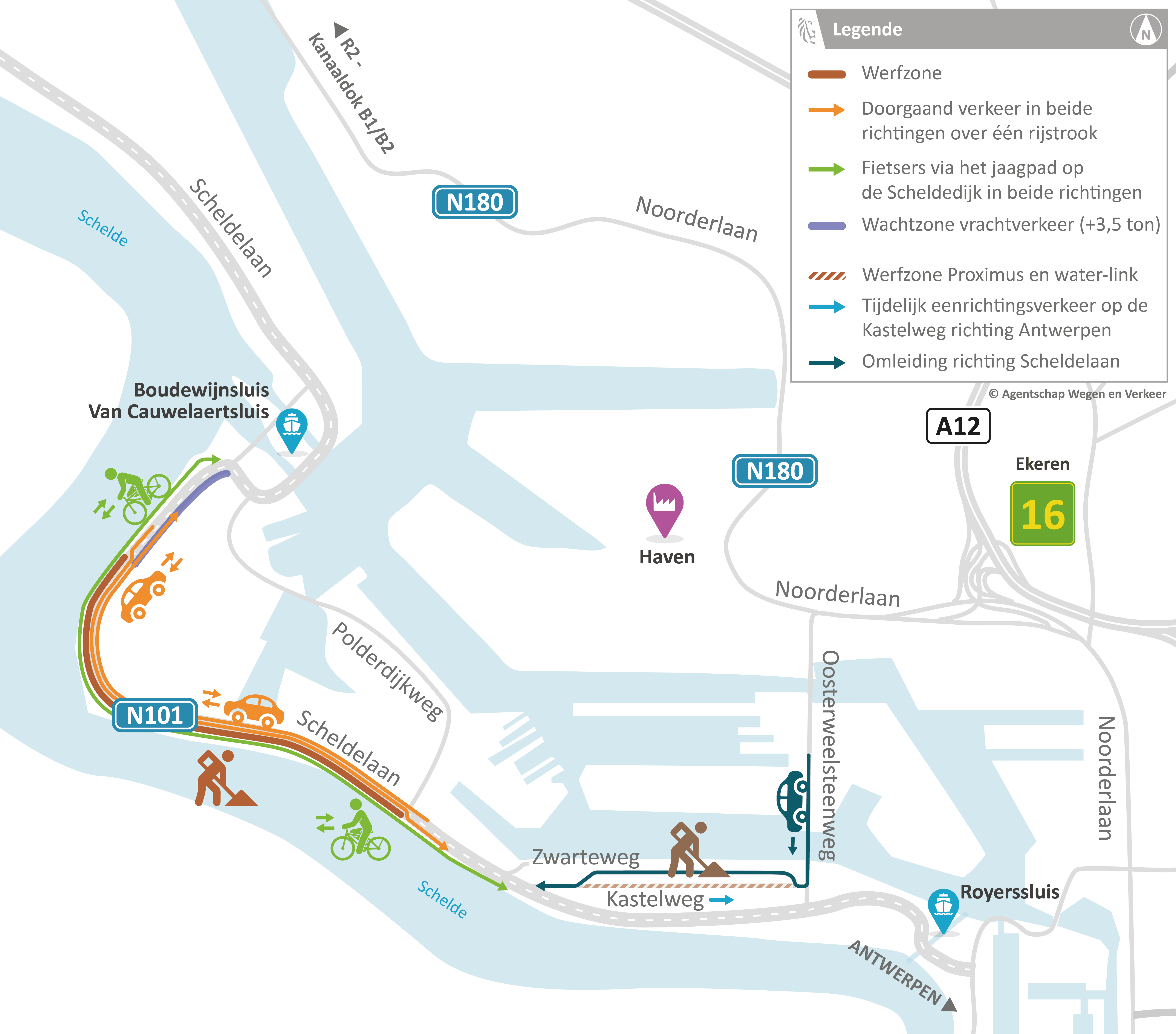 Plan 1: werken N101 Scheldelaan en werken Kastelweg